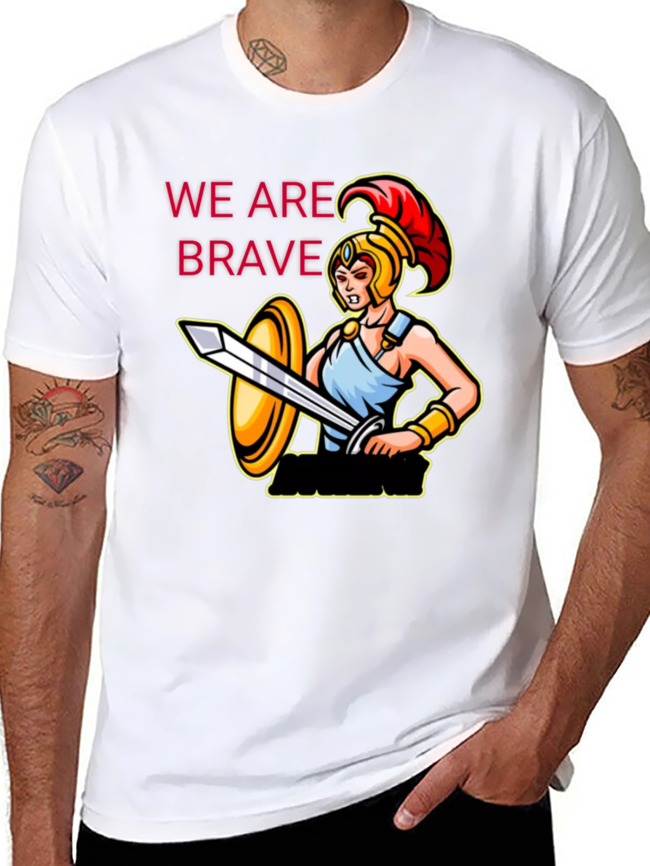 Black Brave Warrior Graphic Tee - Black Cotton T-Shirt view 8