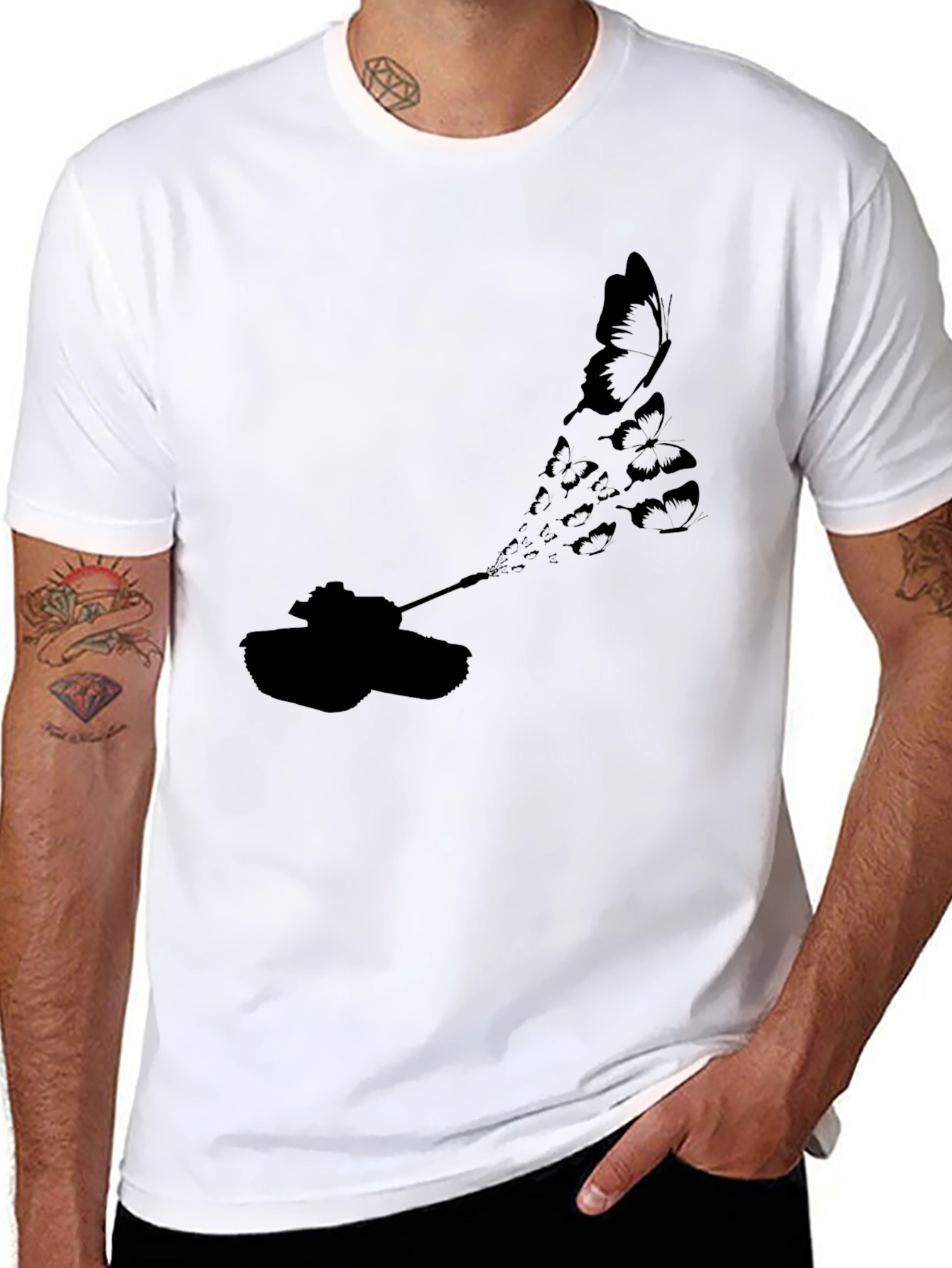 Black Tank Butterfly Graphic Tee - Black Cotton view 8