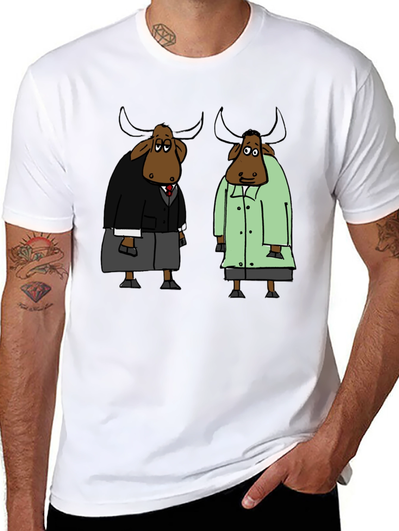 Black Cartoon Buffalo Black T-Shirt view 8