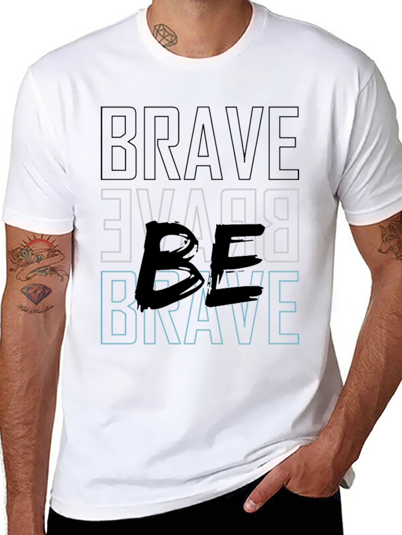Black Brave Graphic Tee - Bold Black Print view 8