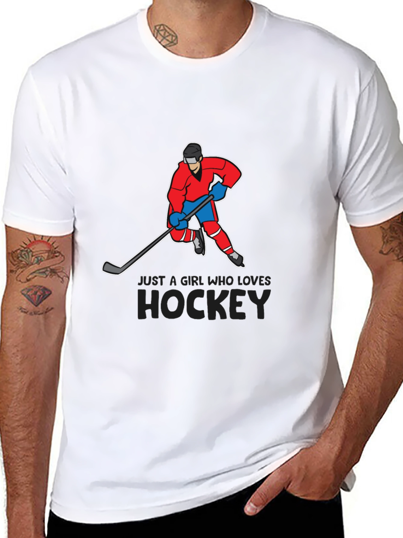 Black Hockey Lover T-Shirt - Just a Girl Who Loves Hockey Tee view 8