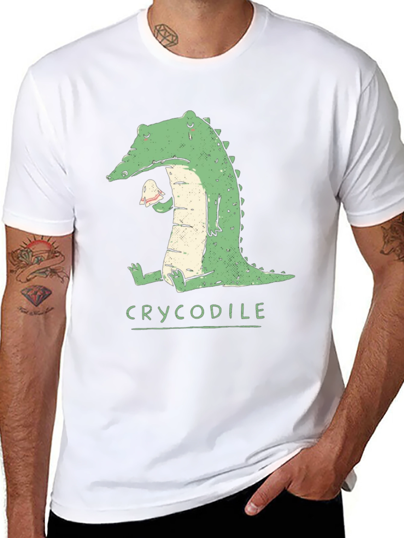 Black Crycodile T-Shirt - Funny Crocodile Graphic Tee view 8