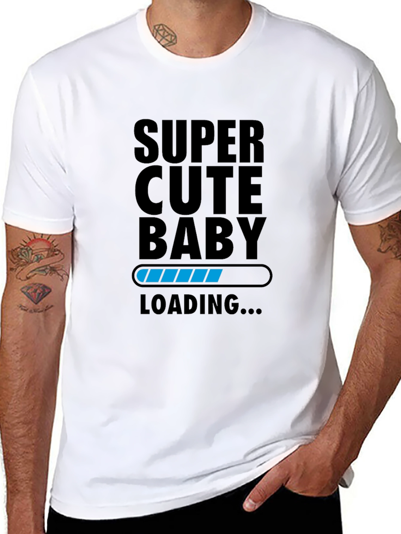 Black Super Cute Baby Loading T-Shirt - Unisex view 8