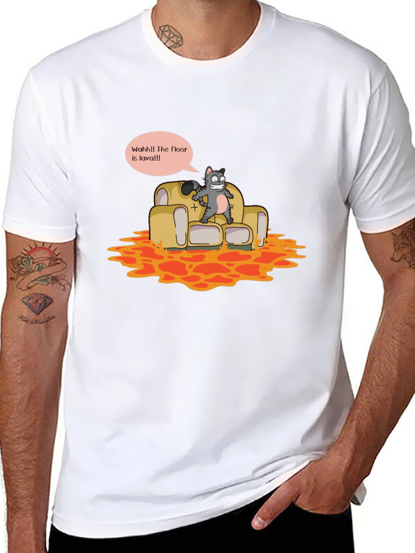 Black The Floor is Lava Funny Graphic Tee view 8