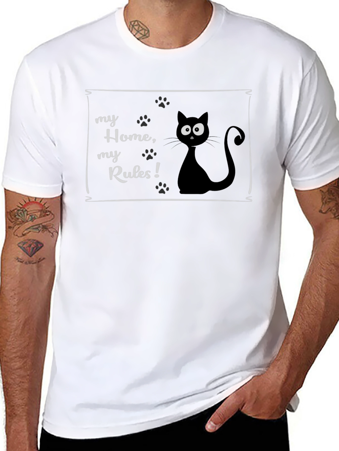 Black My Home, My Rules Cat T-Shirt view 8