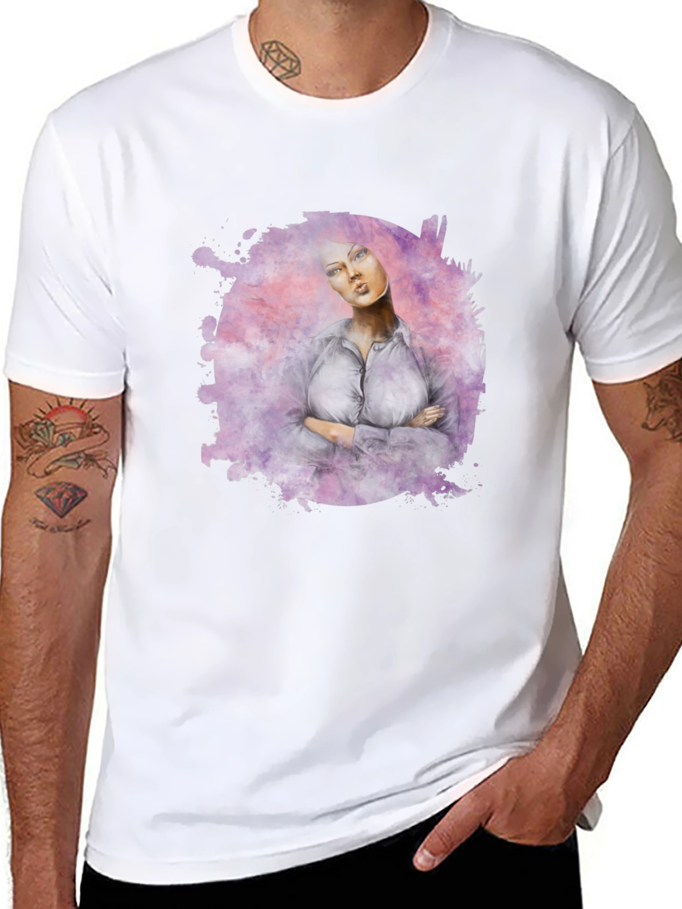 Black Watercolor Woman Graphic Tee - Unique Artistic Design view 8