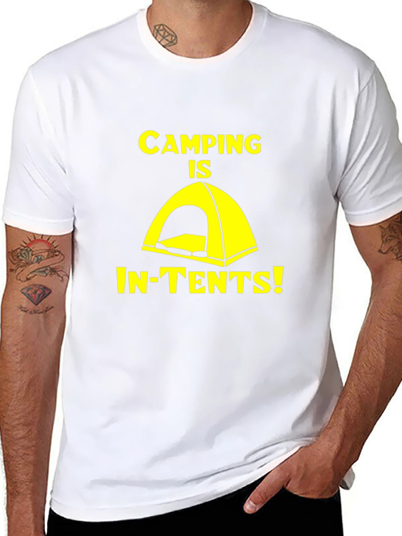 Black Camping Is In-Tents! Novelty Graphic T-Shirt view 8
