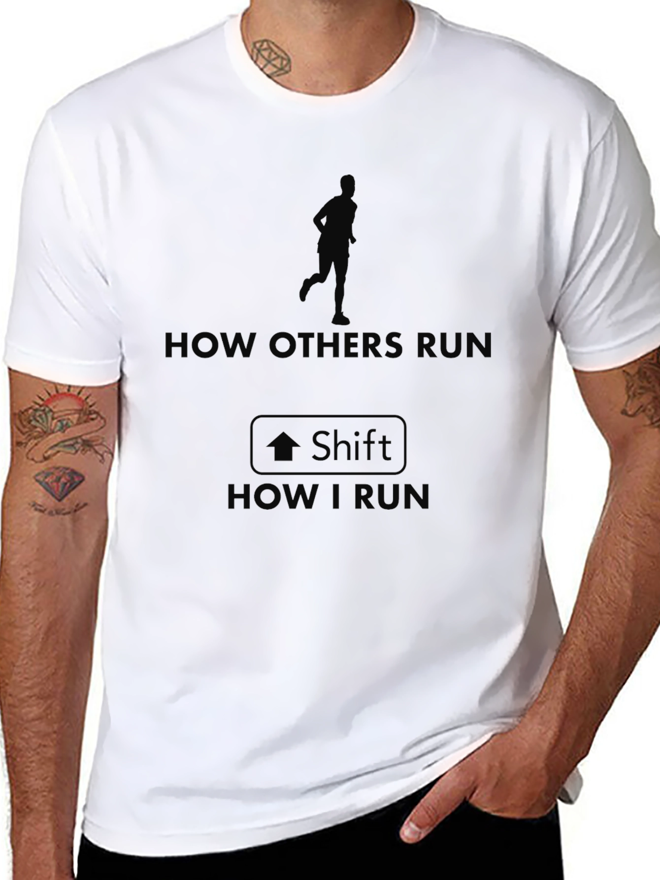 Black How I Run Funny Graphic Tee view 8