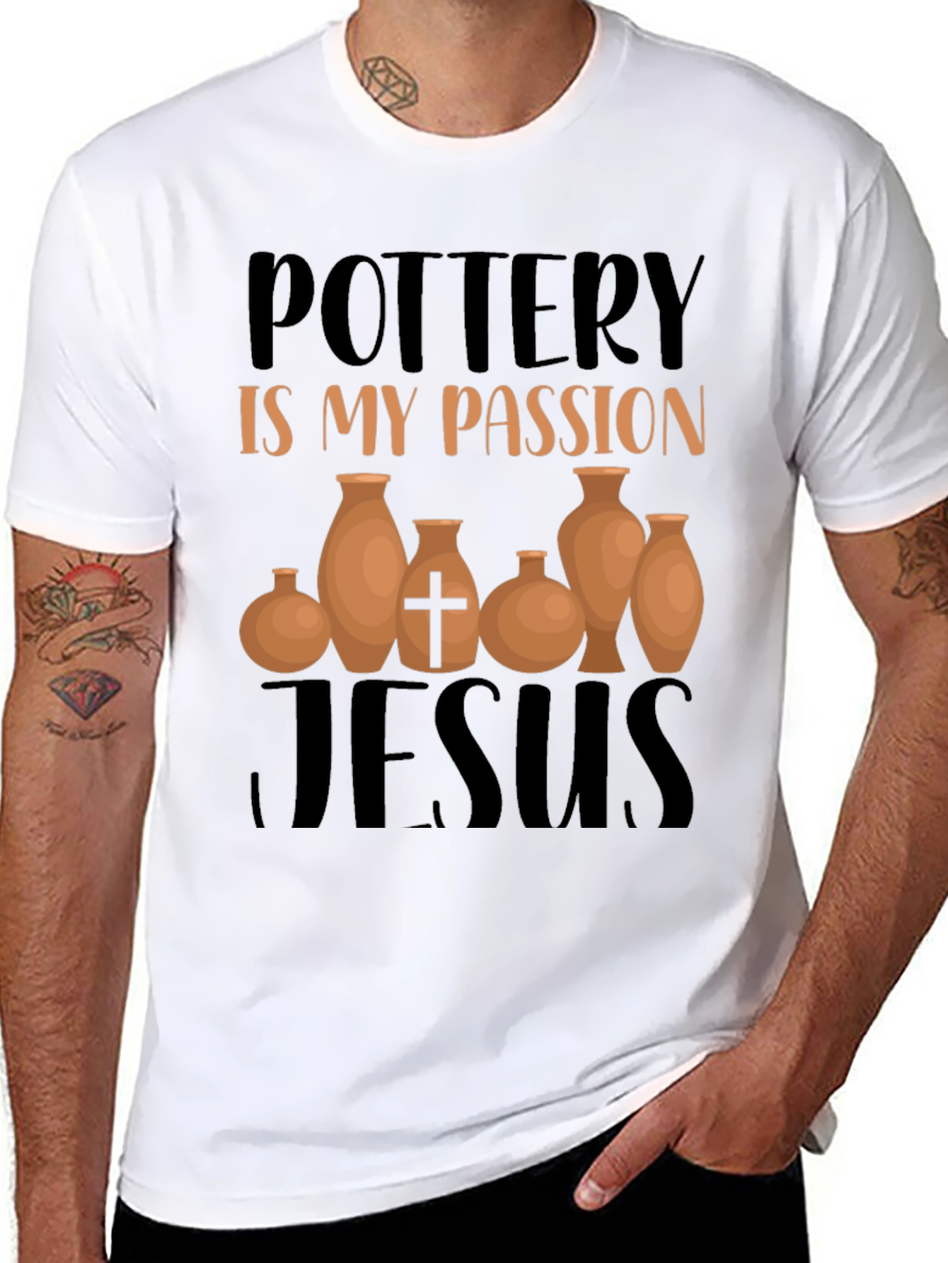 Black Pottery is My Passion Jesus T-Shirt Black view 8