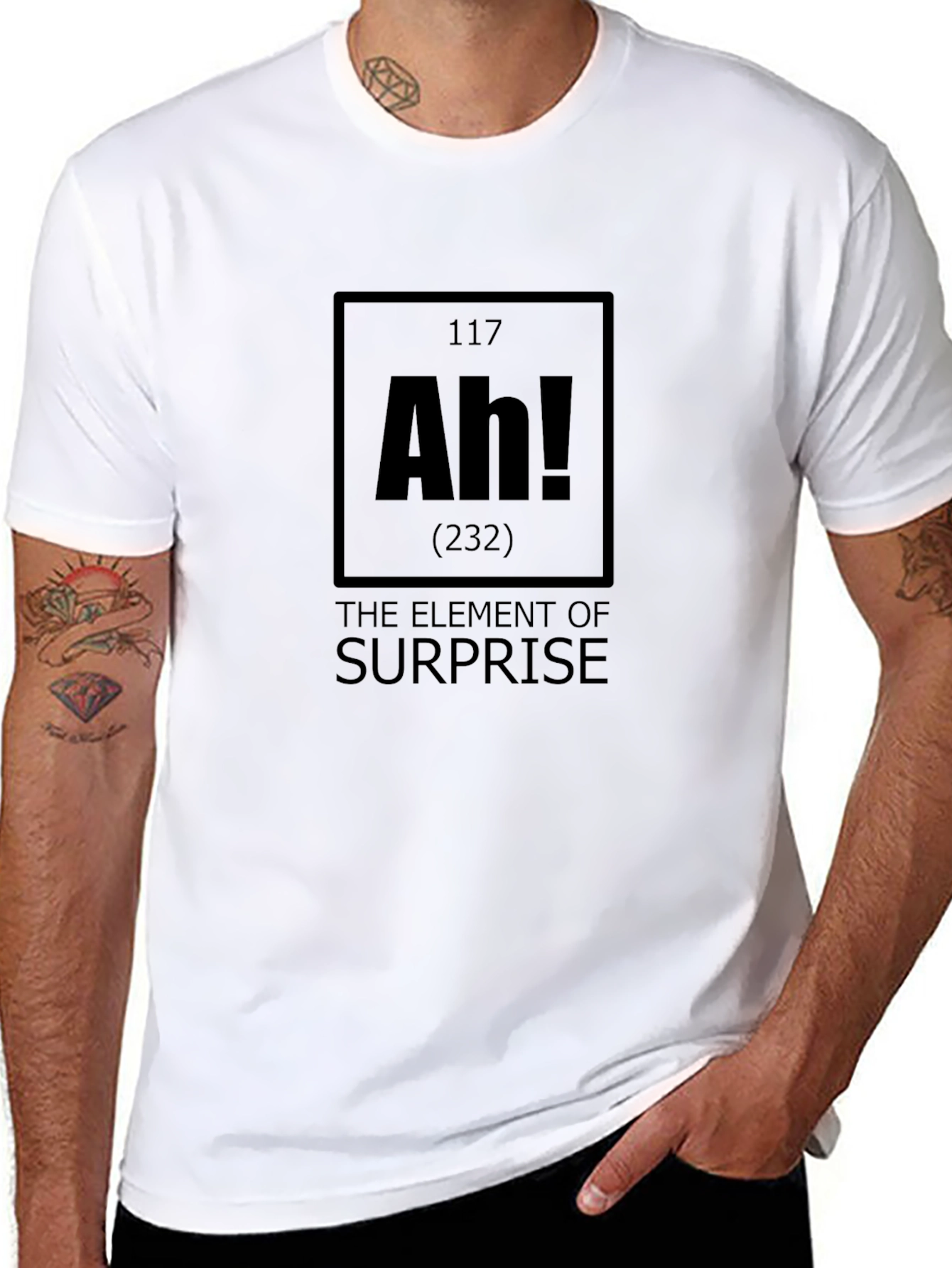 Black Surprise Element T-Shirt: Novelty Graphic Tee view 8