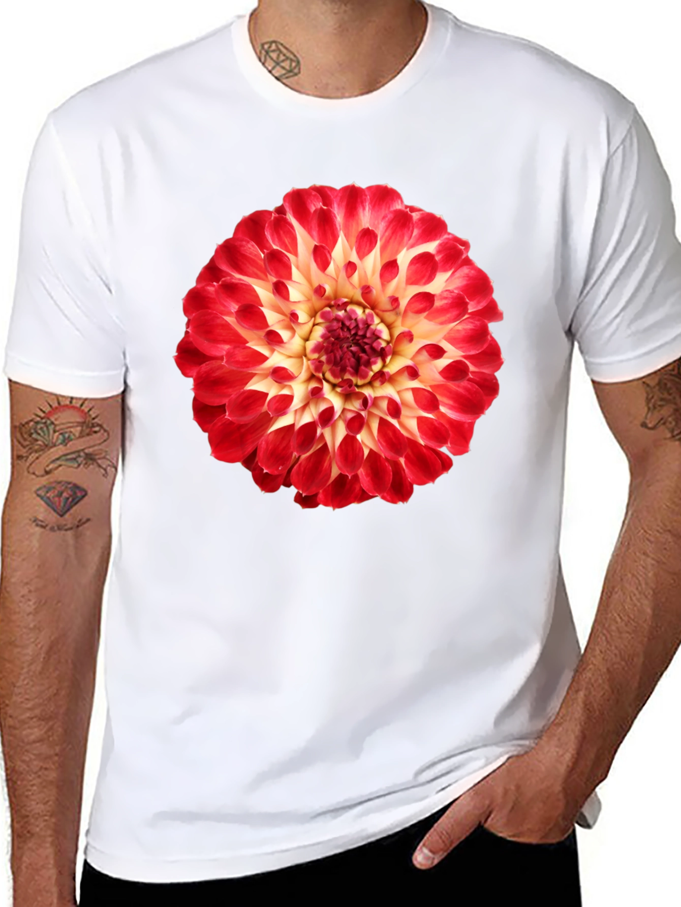 Black Floral Print Tee - Dahlia Design view 8