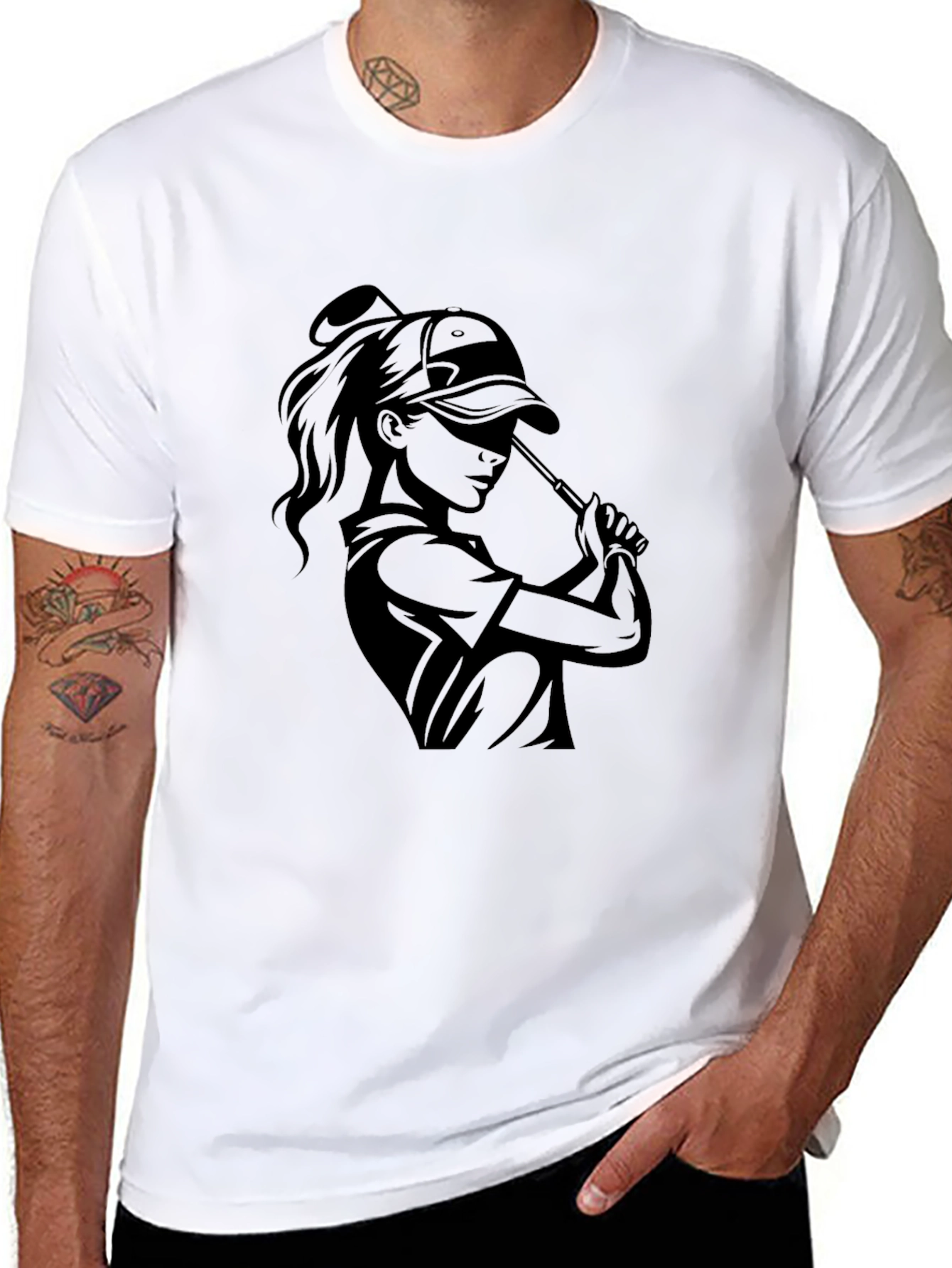 Black Golfer Girl T-Shirt - Sporty Tee view 8