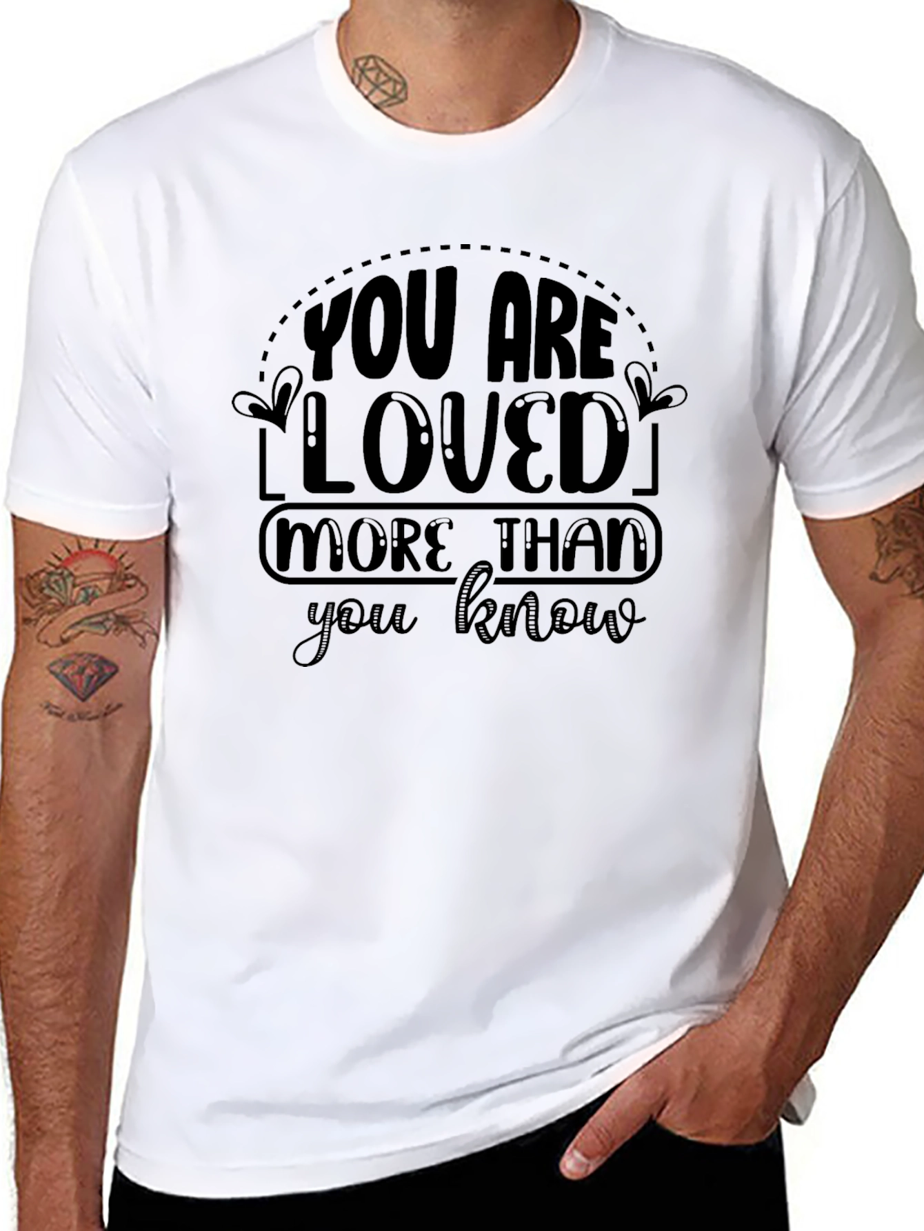 Black You Are Loved Graphic Black Tee Shirt view 8