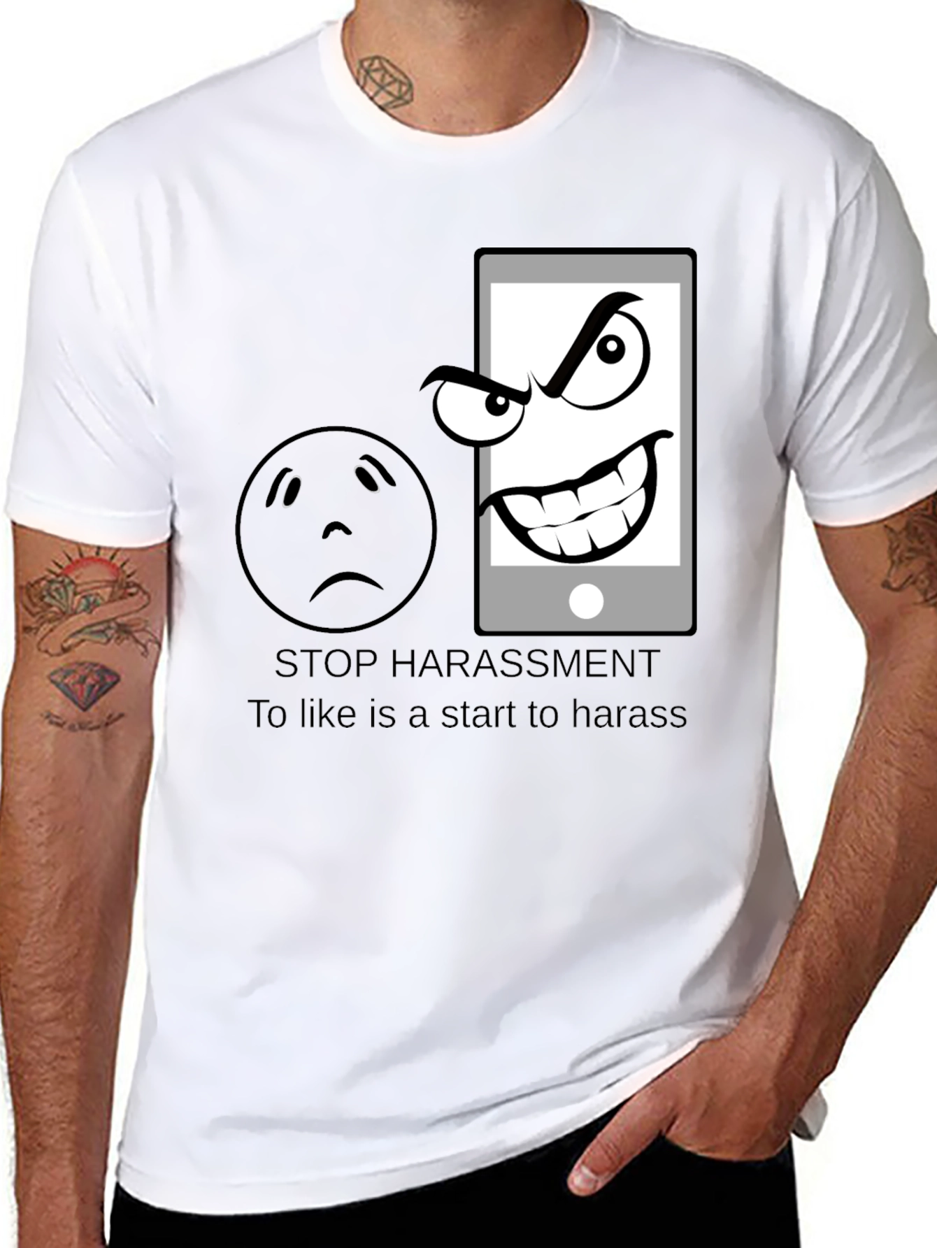 Black Stop Harassment Graphic T-Shirt view 8