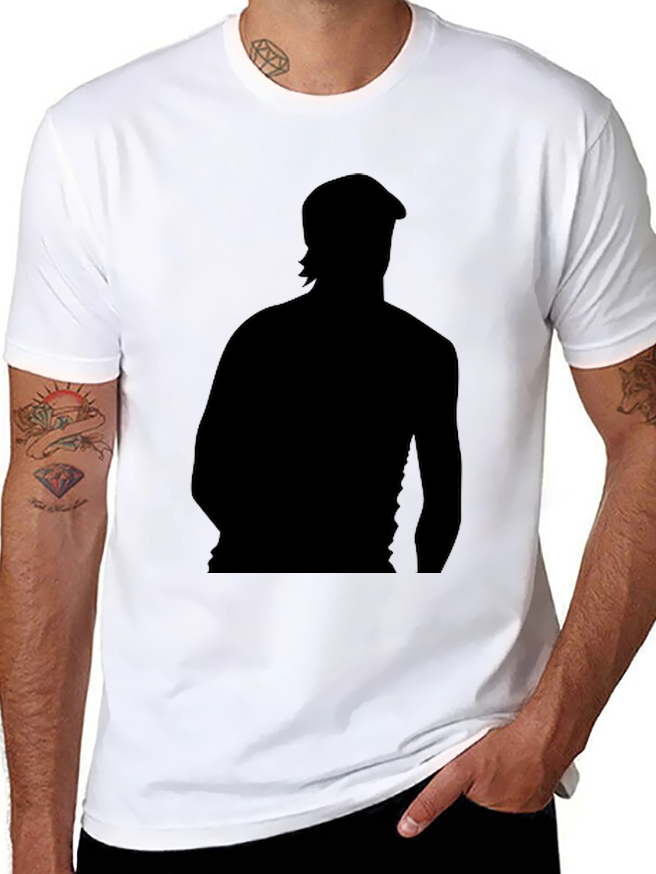 Black Silhouette Graphic Print Black T-Shirt view 8