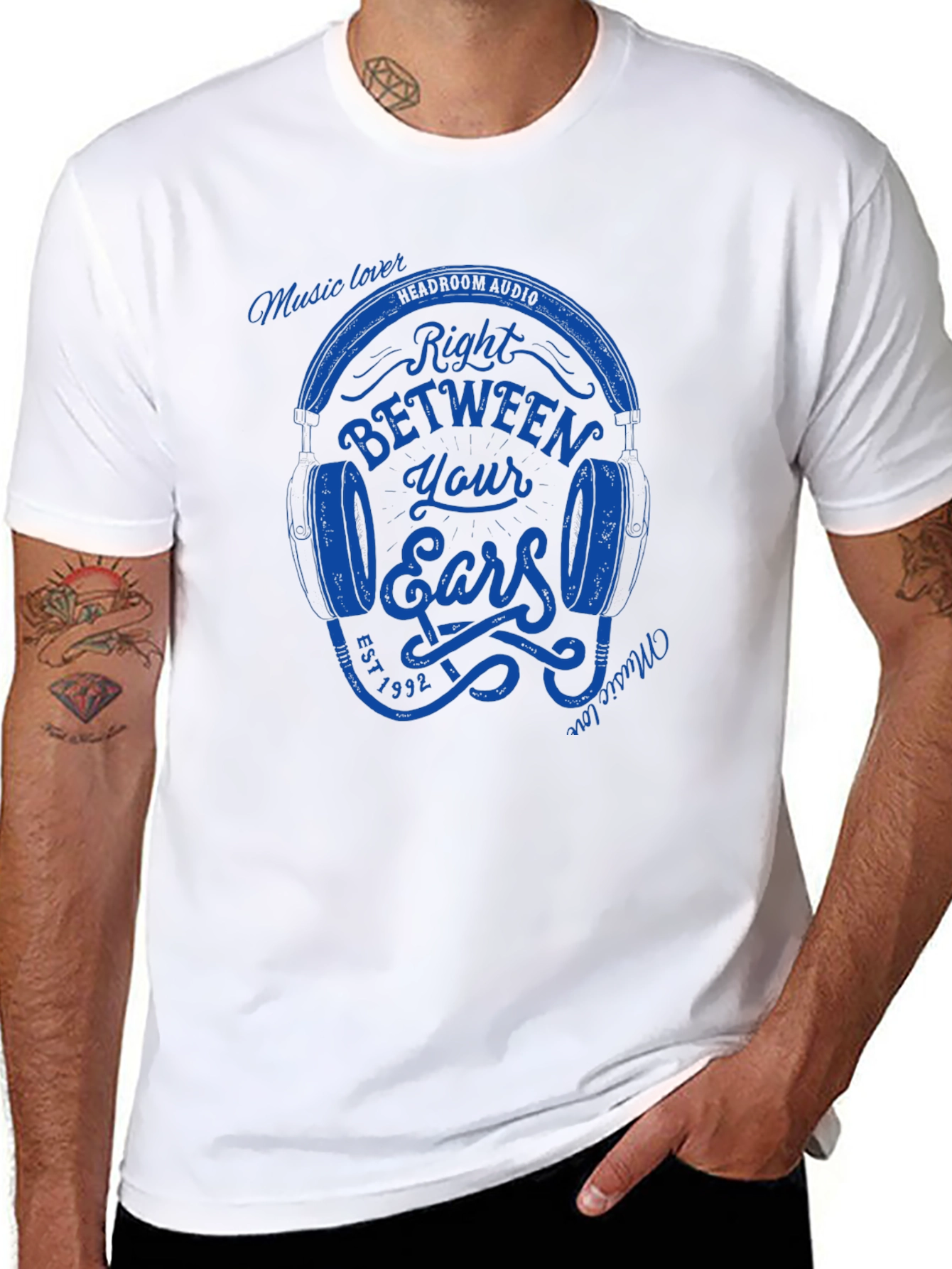 Black Right Between Your Ears Music Lover T-Shirt view 8