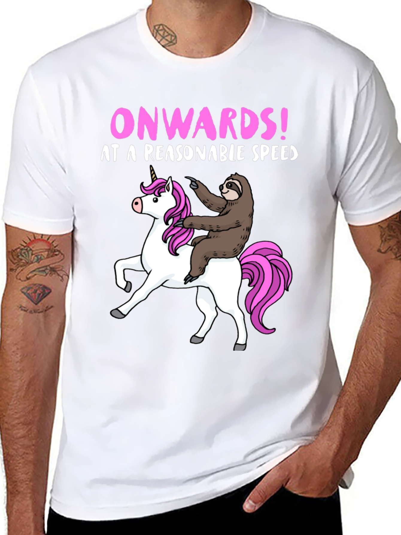 Black Sloth Riding Unicorn Graphic T-Shirt view 8