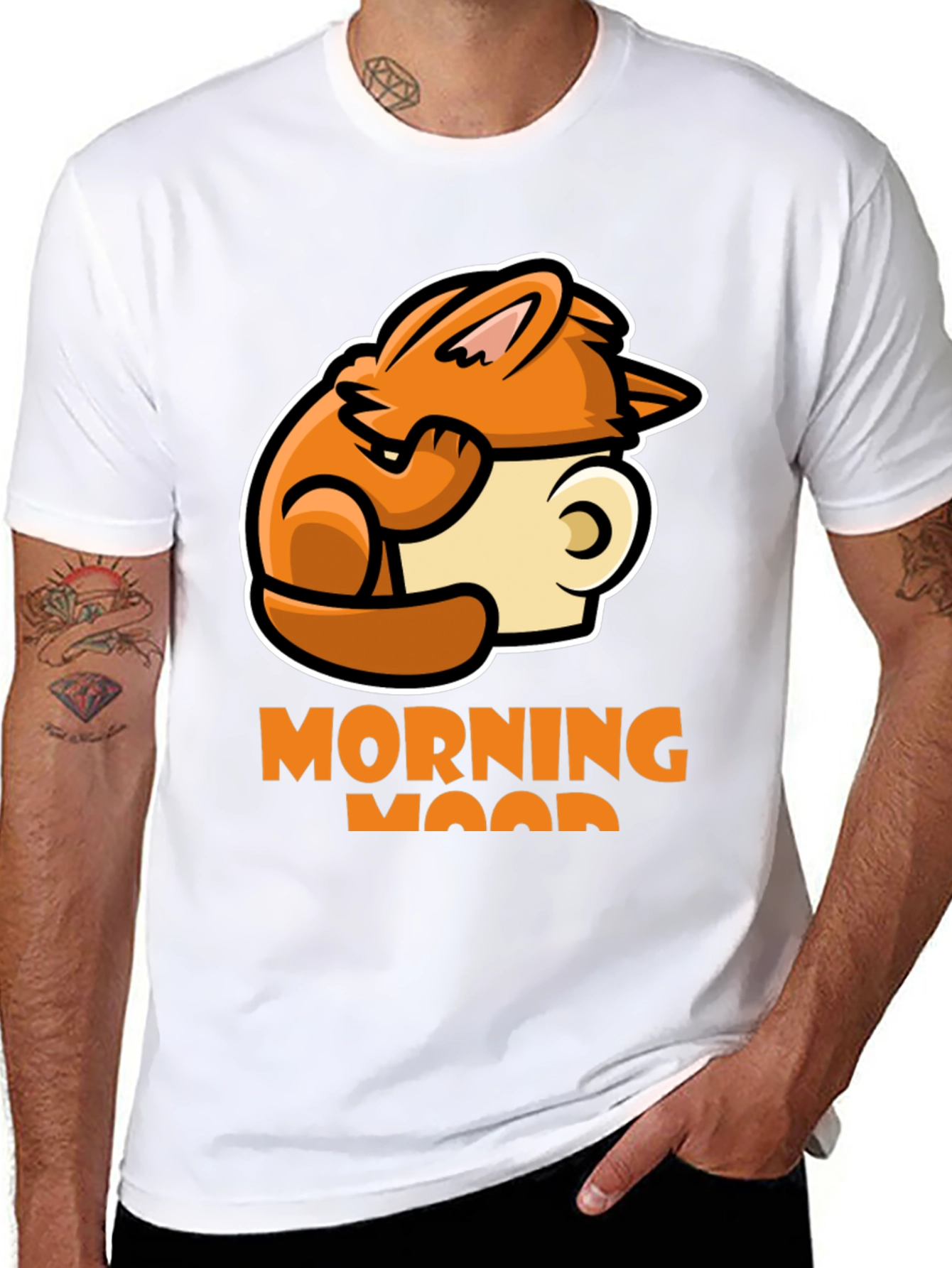 Black Morning Mood Graphic Tee - Cozy Rabbit Coffee Design view 8