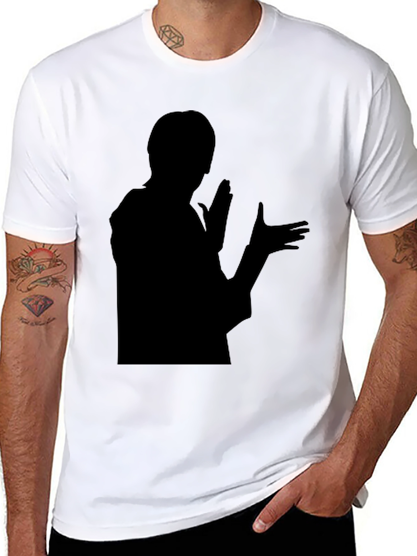 Black Silhouette Graphic T-Shirt - Bold Black Design view 8