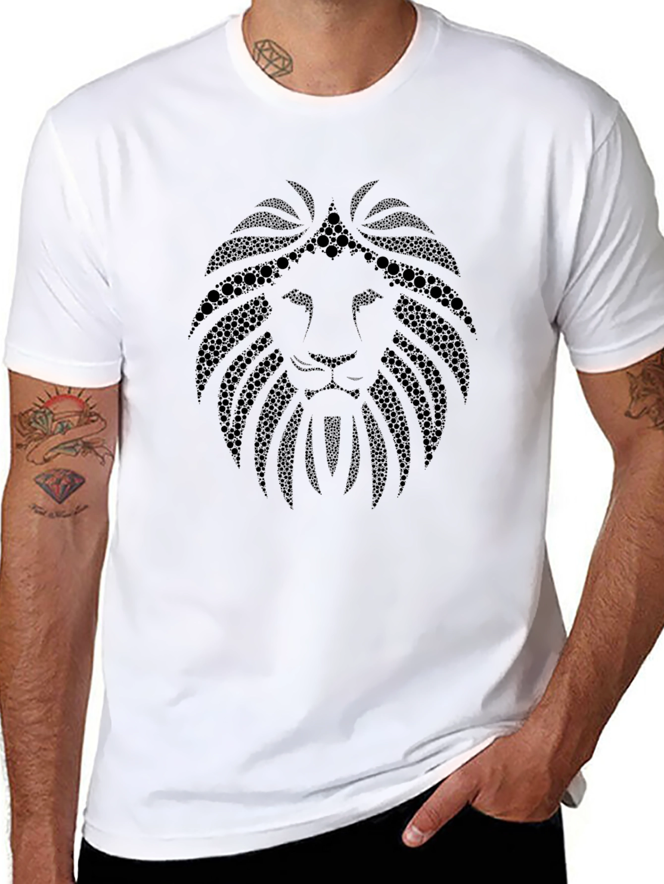 Black Lion Head Graphic Black T-Shirt view 8
