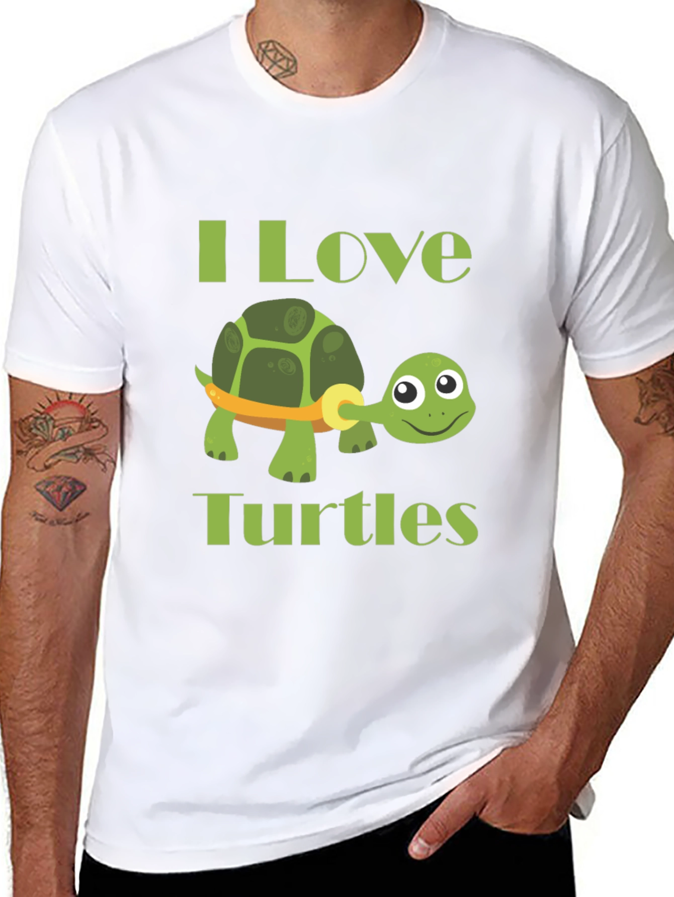 Black I Love Turtles Graphic T-Shirt view 8