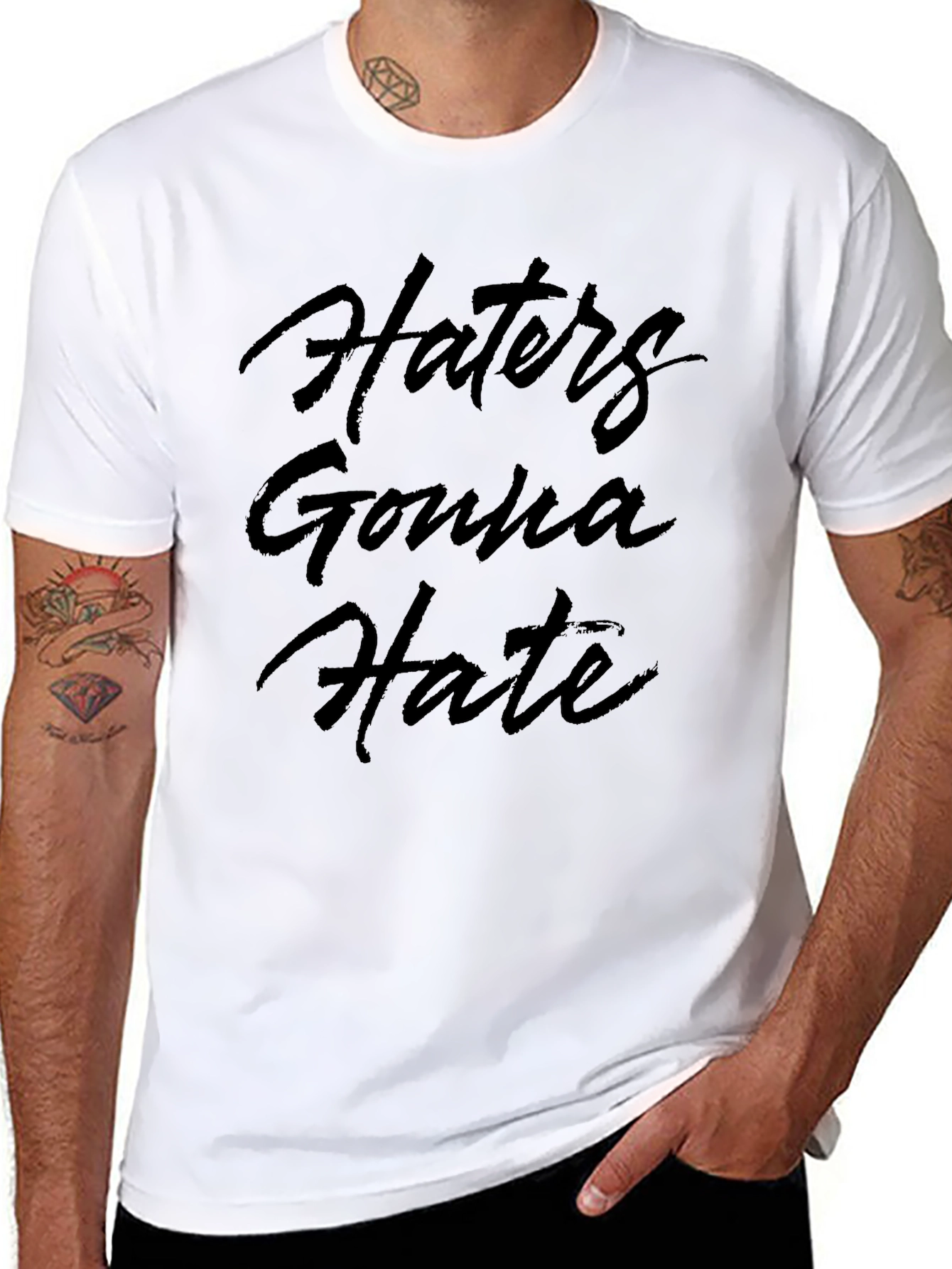 Black Haters Gonna Hate Black T-Shirt view 8