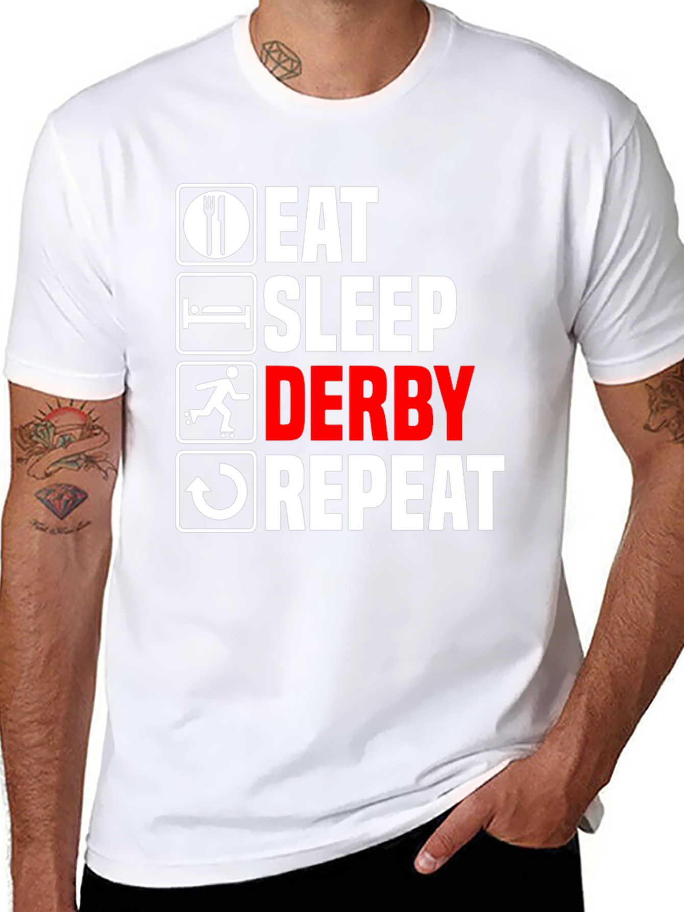Black Eat Sleep Derby Repeat Graphic Tee view 8
