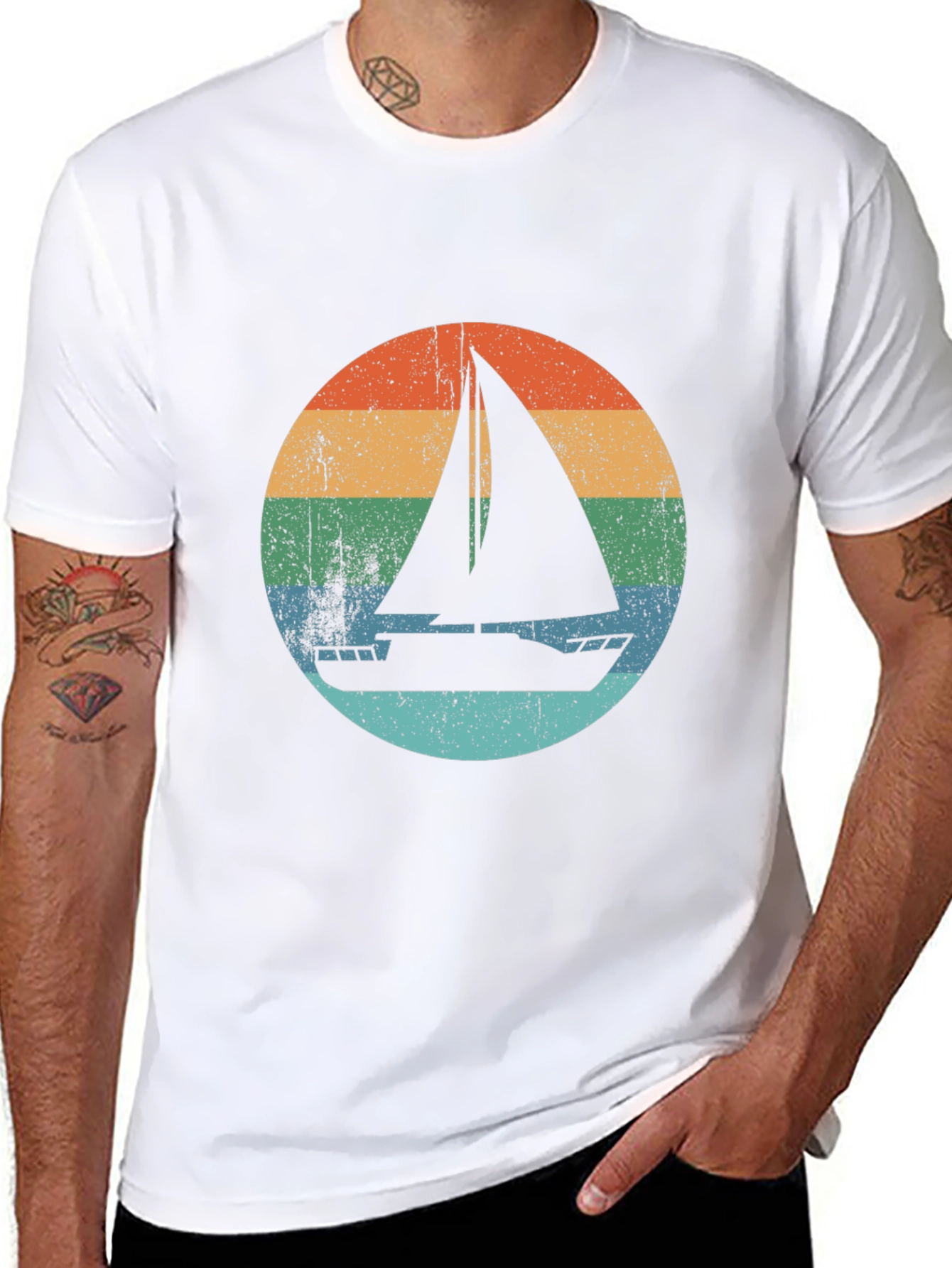 Black Vintage Sailboat T-Shirt - Retro Nautical Design view 8