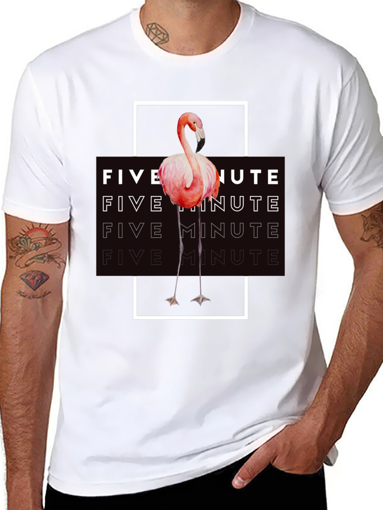Black Five Minute Flamingo Graphic Tee - Trendy Black T-Shirt view 8