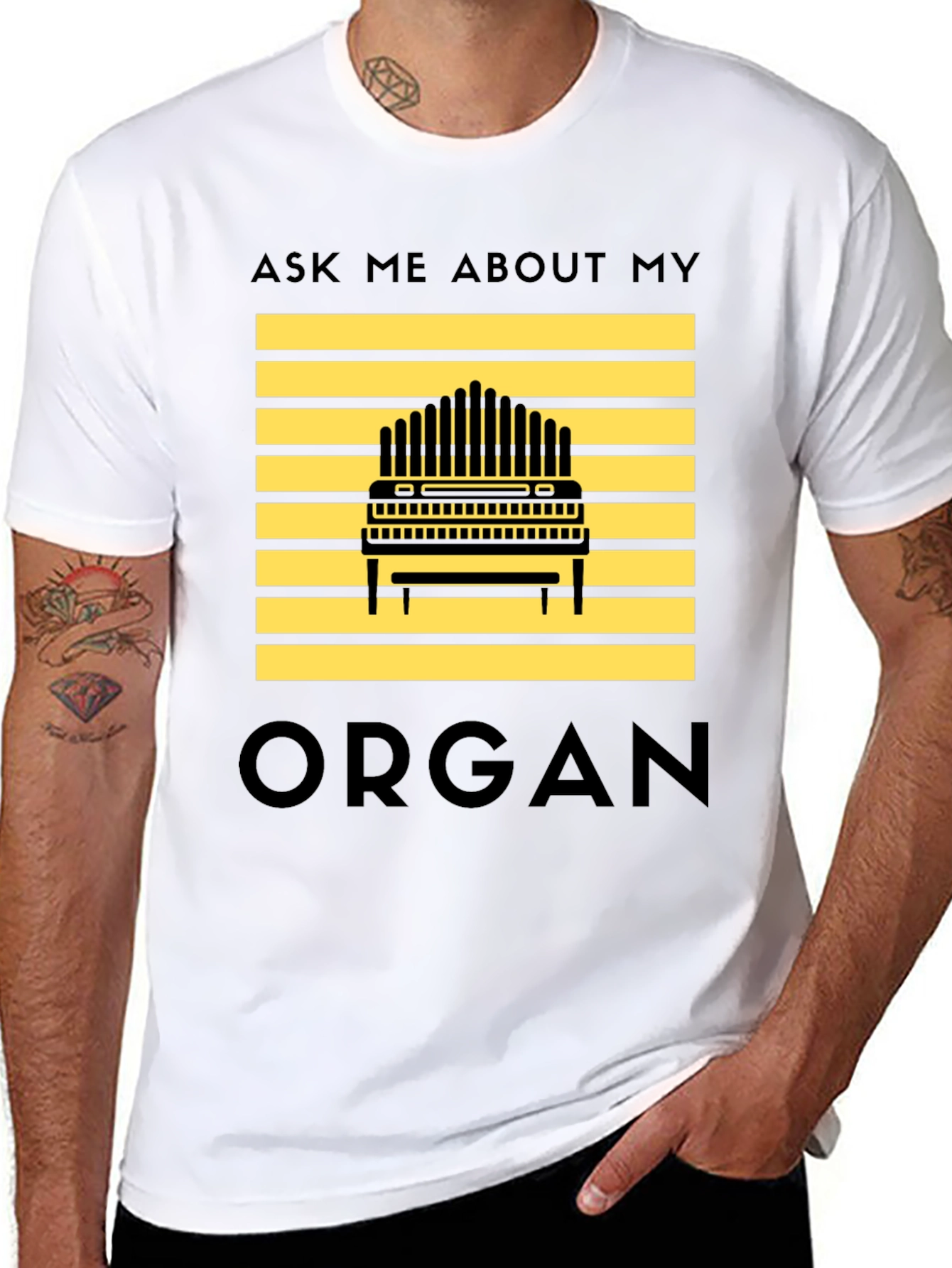 Black Ask Me About My Organ Black T-Shirt view 8