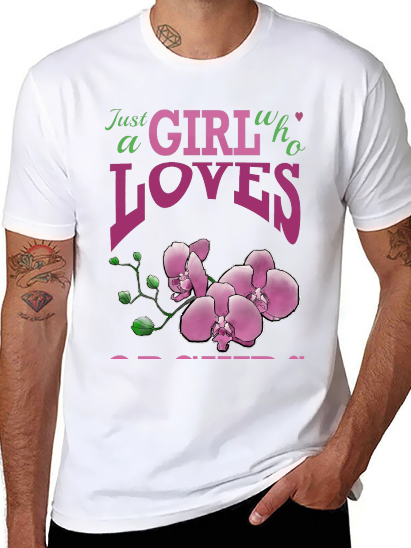 Black Orchid Lover Graphic Tee - Just a Girl Who Loves Orchids view 8