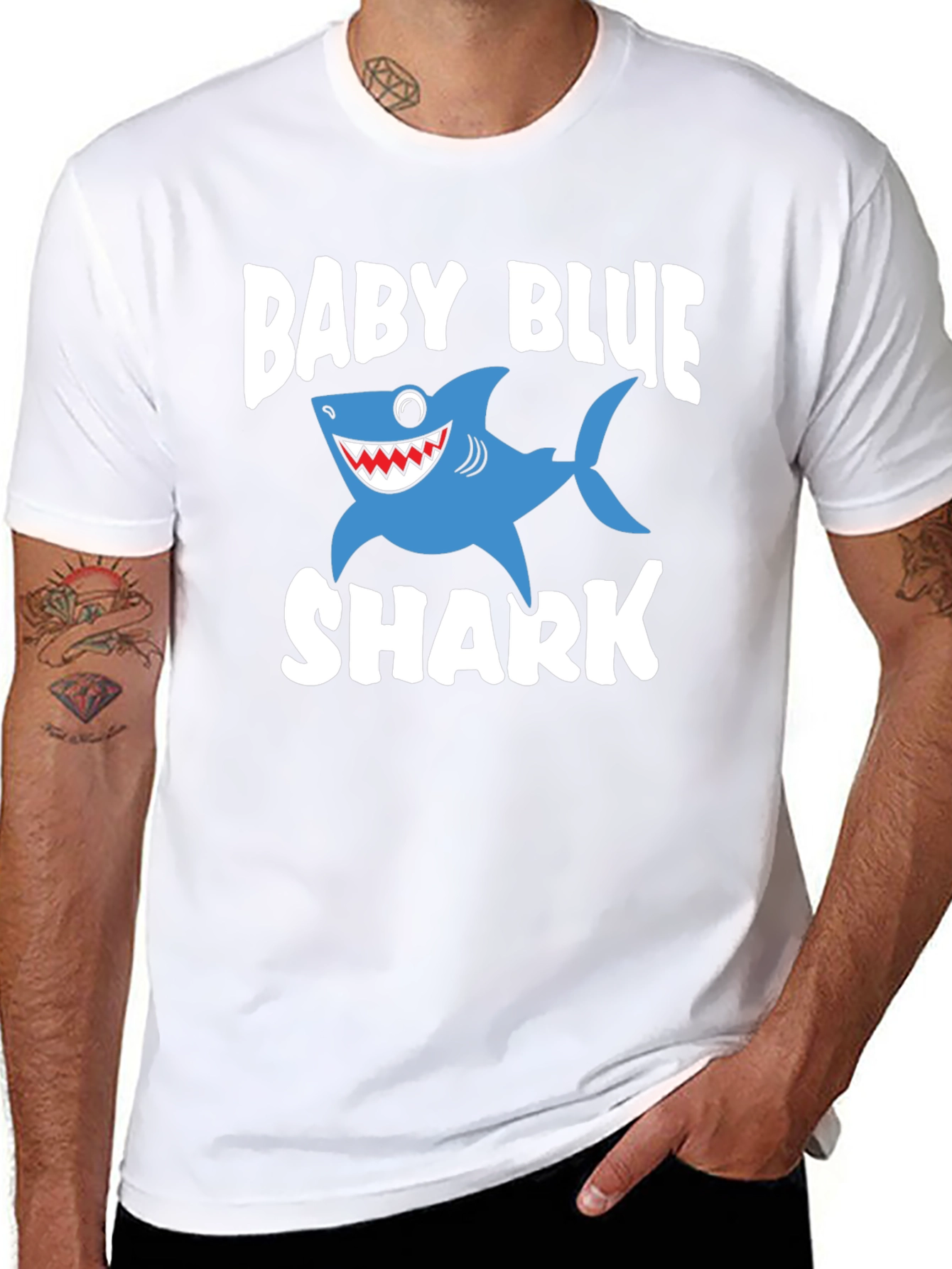 Black Baby Blue Shark Graphic T-Shirt view 8