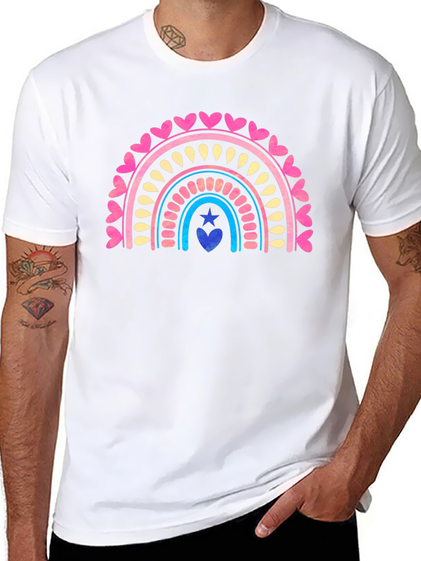 Black Heart Rainbow Graphic Tee - Stylish Casual Comfort view 8