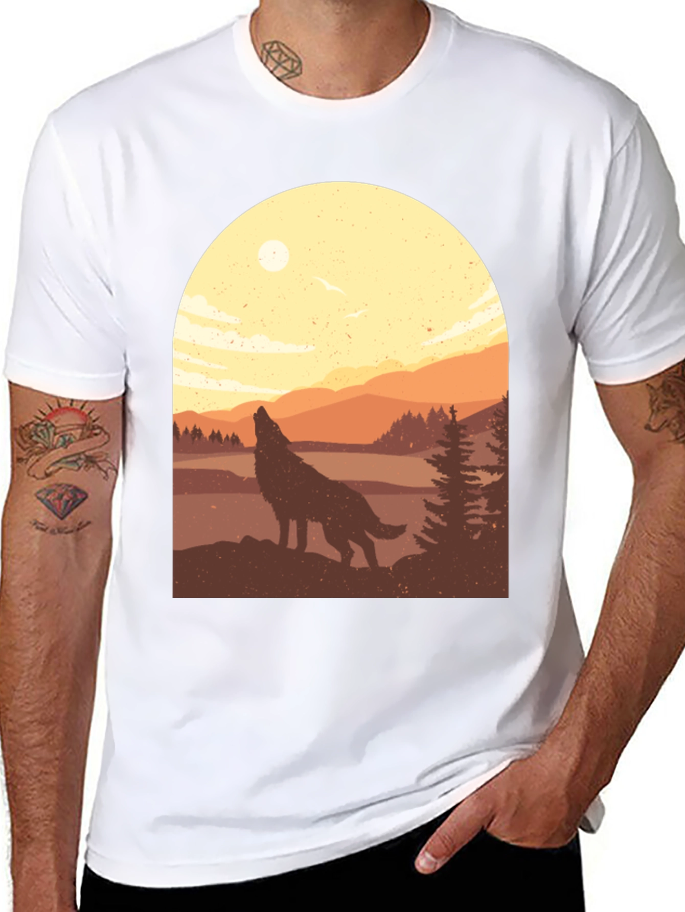 Black Wolf Silhouette Graphic Tee - Nature Inspired T-Shirt view 8
