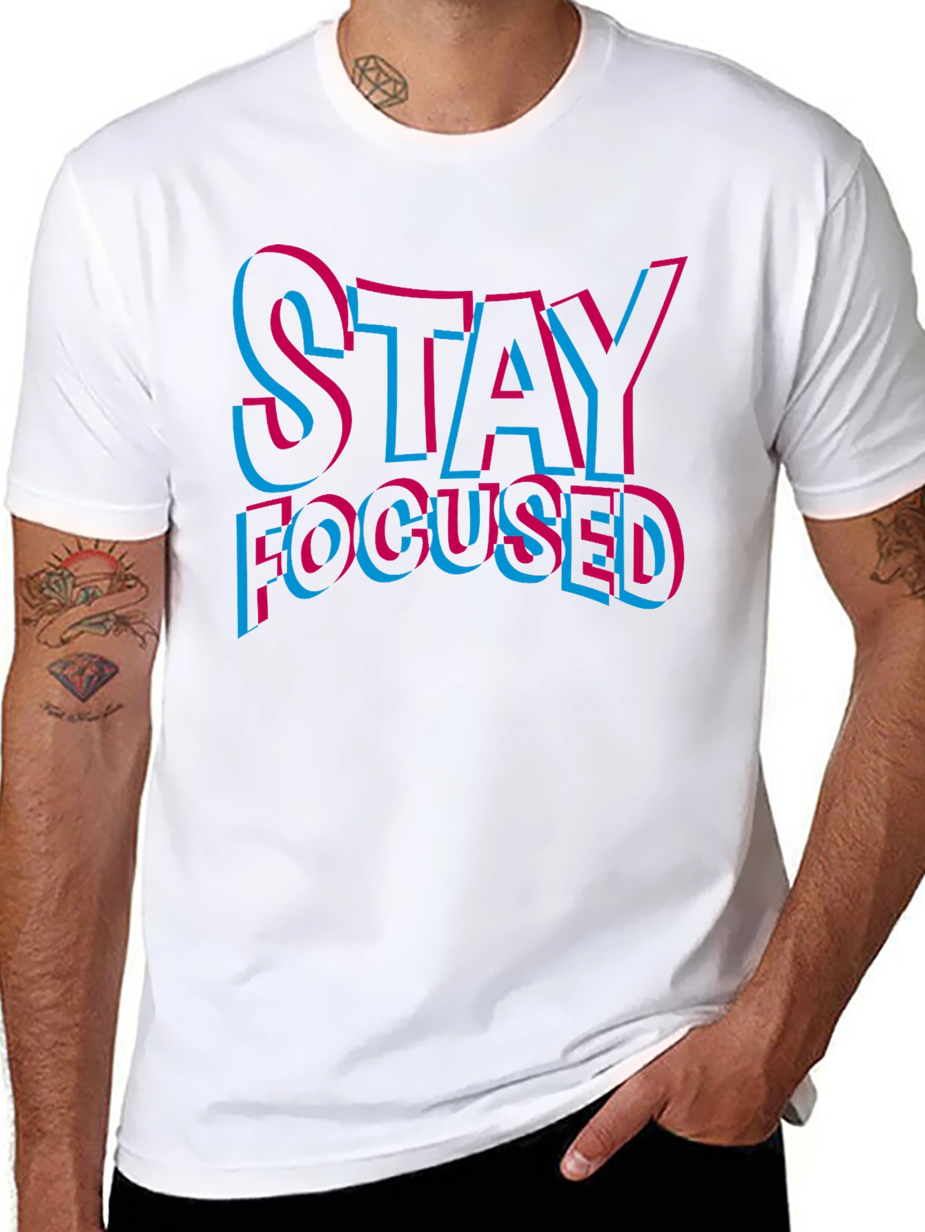 Black Stay Focused Graphic T-Shirt - Men's Black Tee view 8
