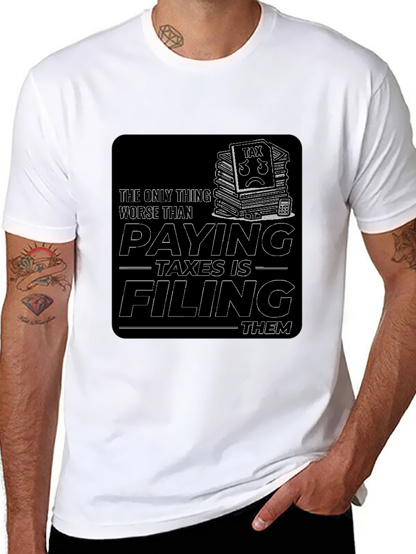 Black Funny Tax Season T-Shirt Filing Taxes Graphic Tee view 8