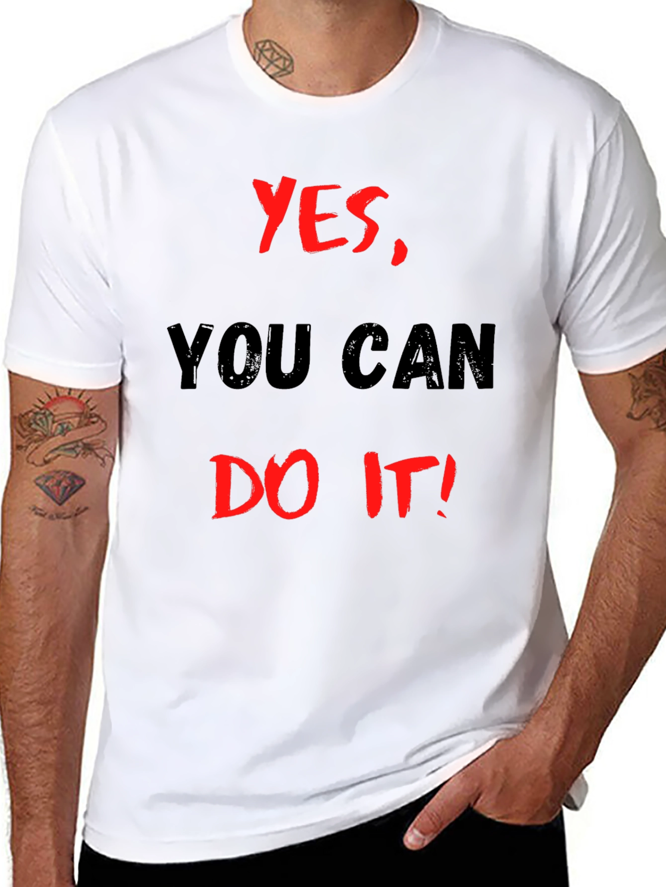 Black Motivational Black T-Shirt: Yes, You Can Do It! view 8