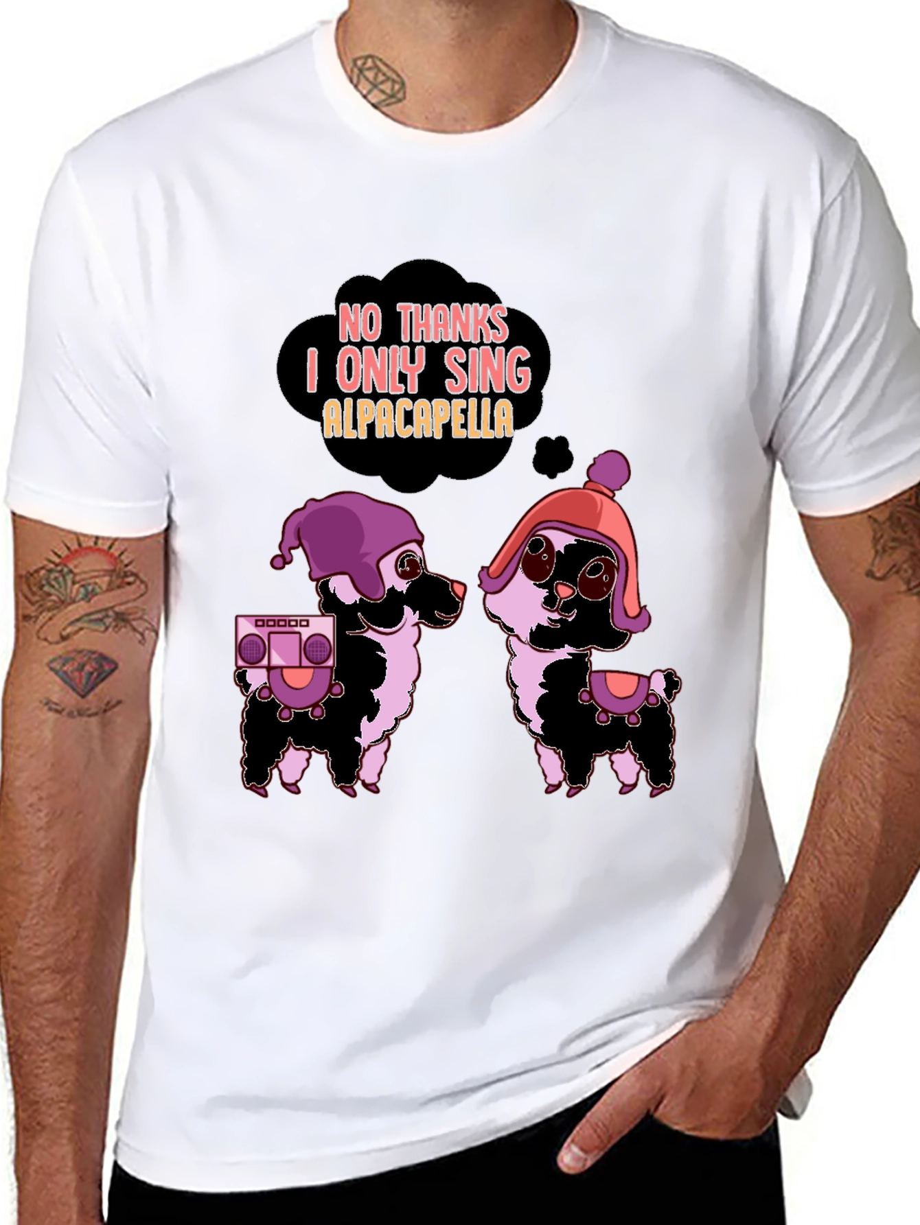 Black Alpacapella Funny Graphic Tee view 8