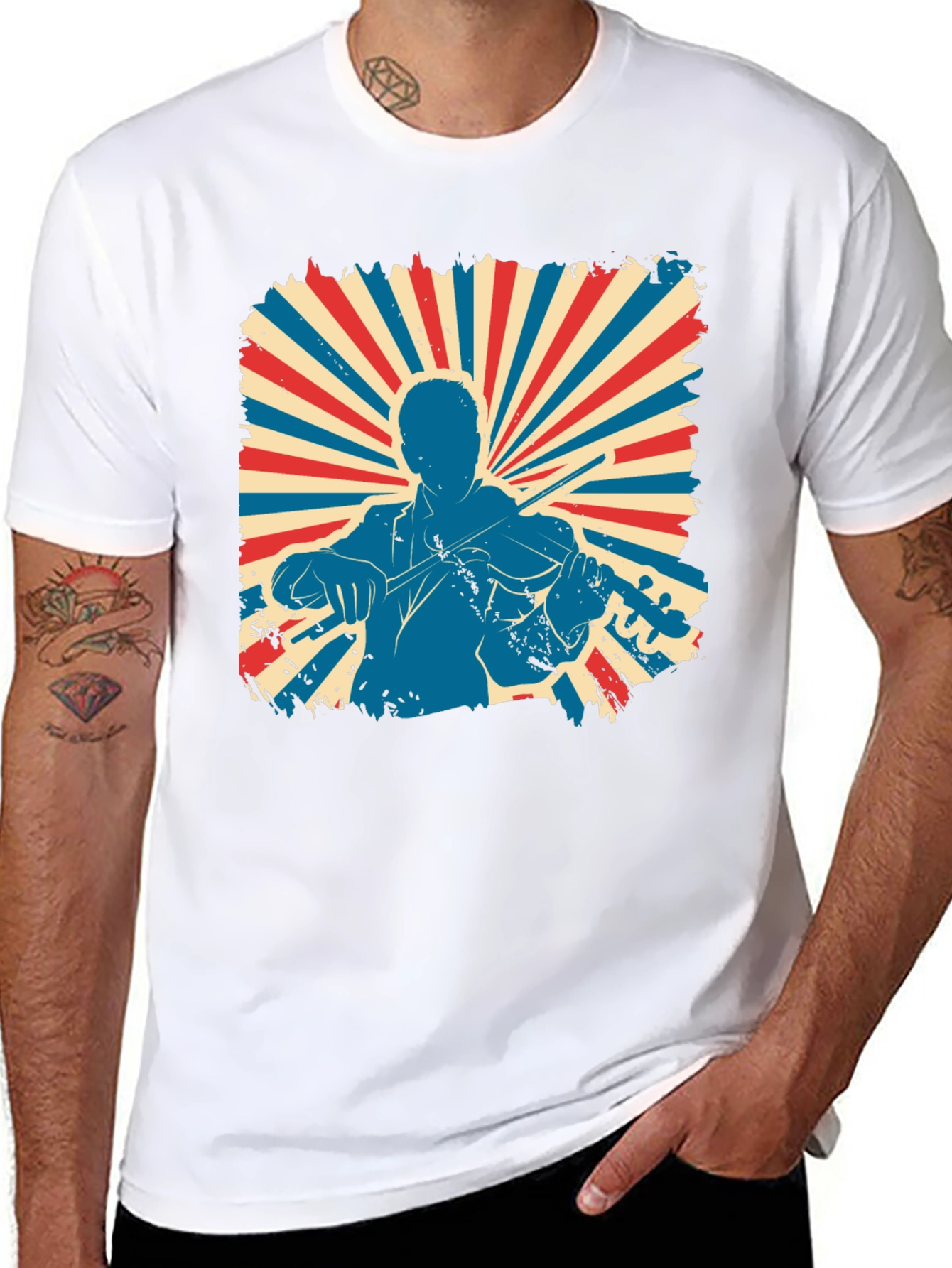 Black Vintage Violinist T-Shirt view 8