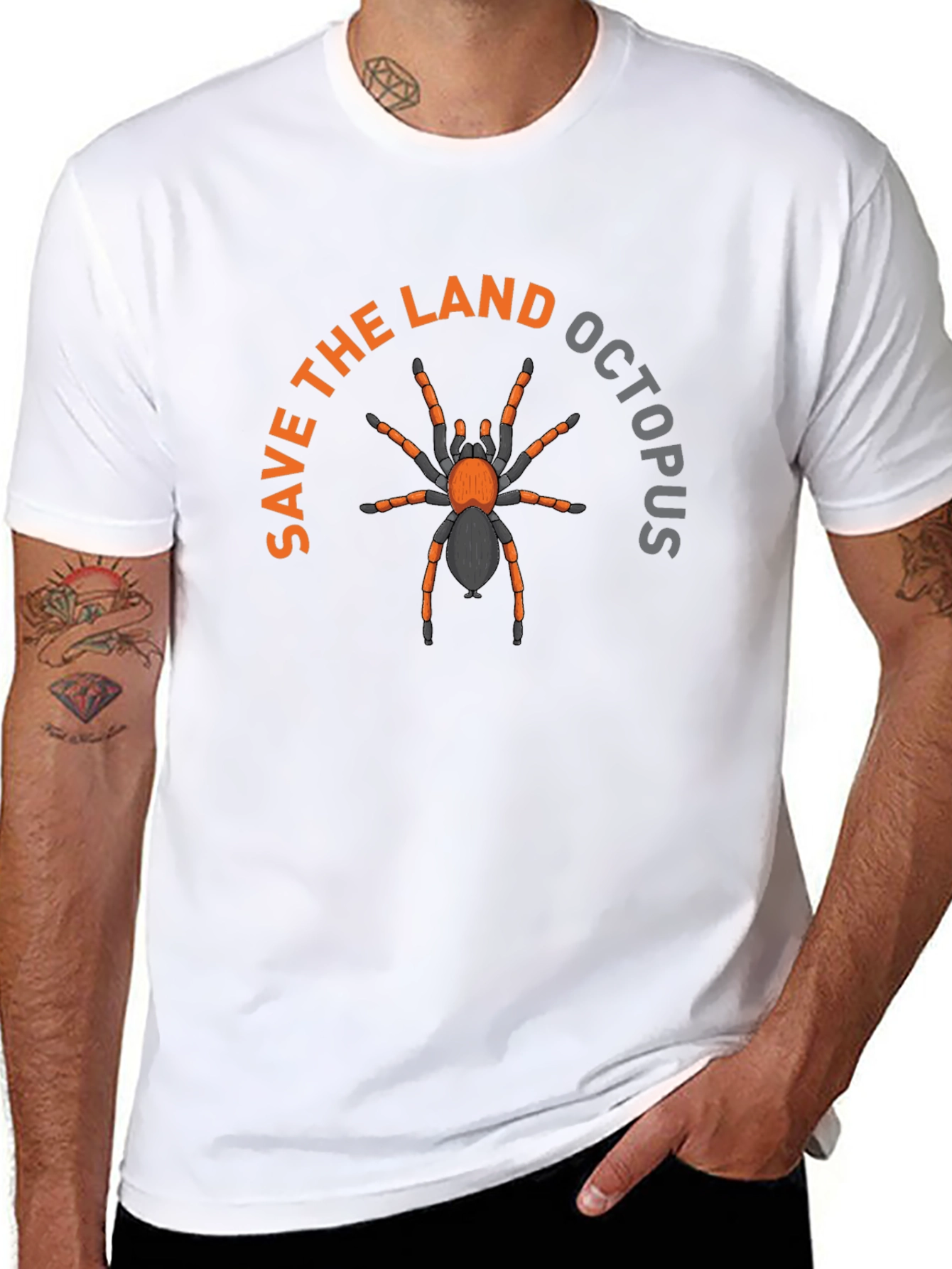 Black Save the Land Octopus T-Shirt - Funny Spider Tee view 8