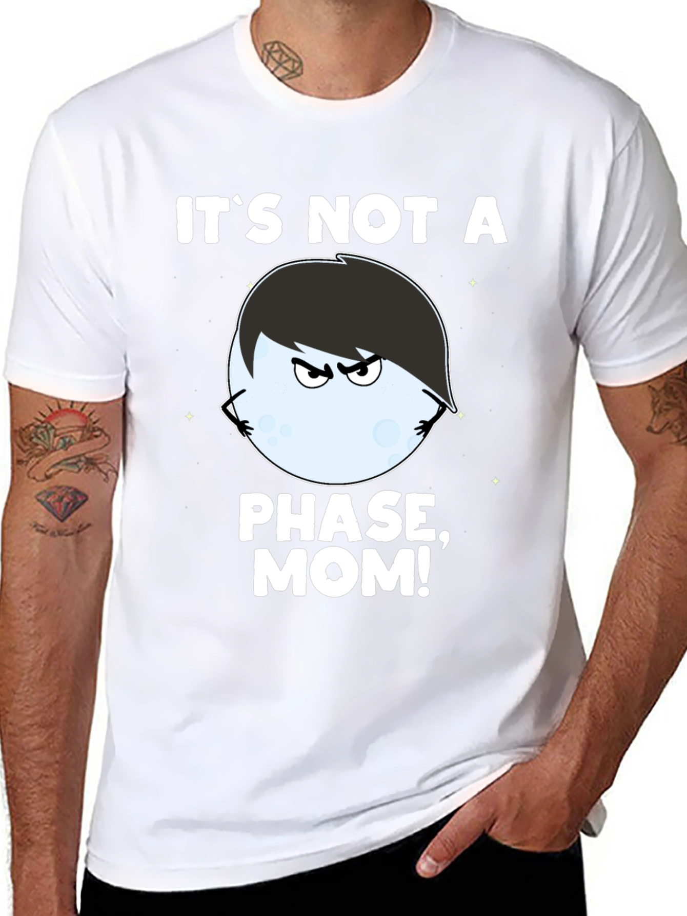 Black Emo Moon Phase Graphic Tee view 8