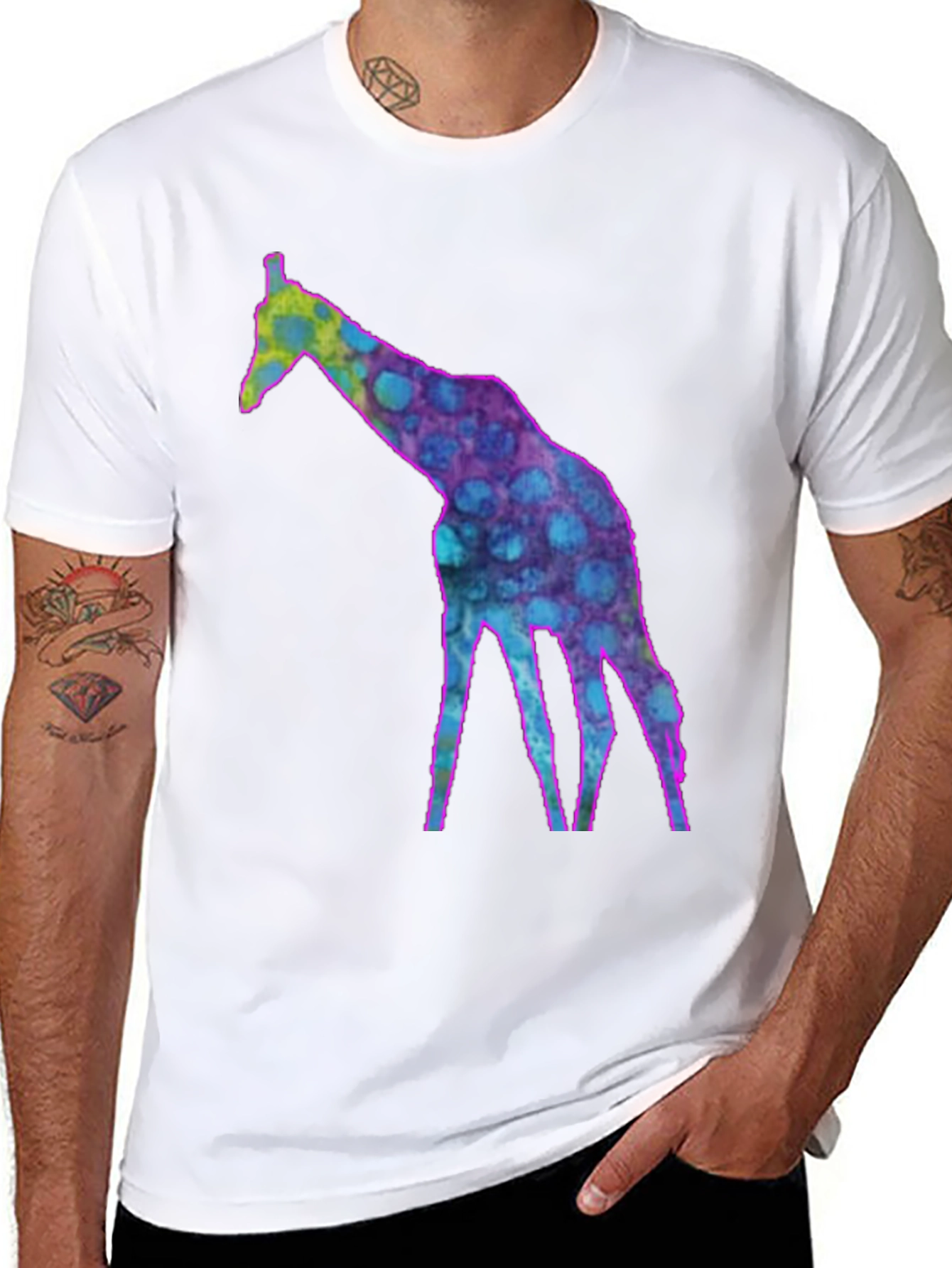 Black Cool Giraffe Graphic Tee - Funky Fashion T-Shirt view 8