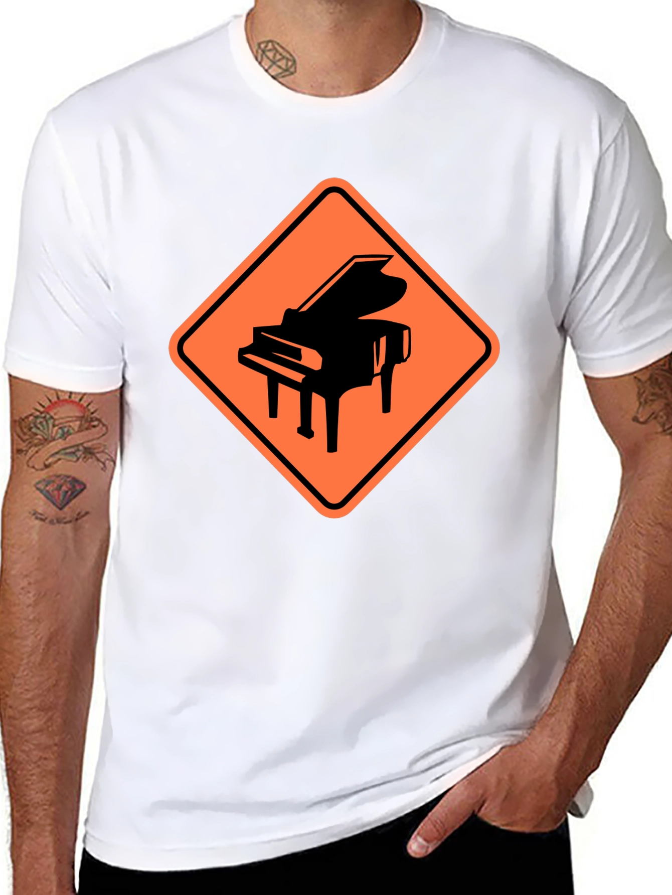 Black Piano Crossing Graphic Tee - Musician's Humor view 8