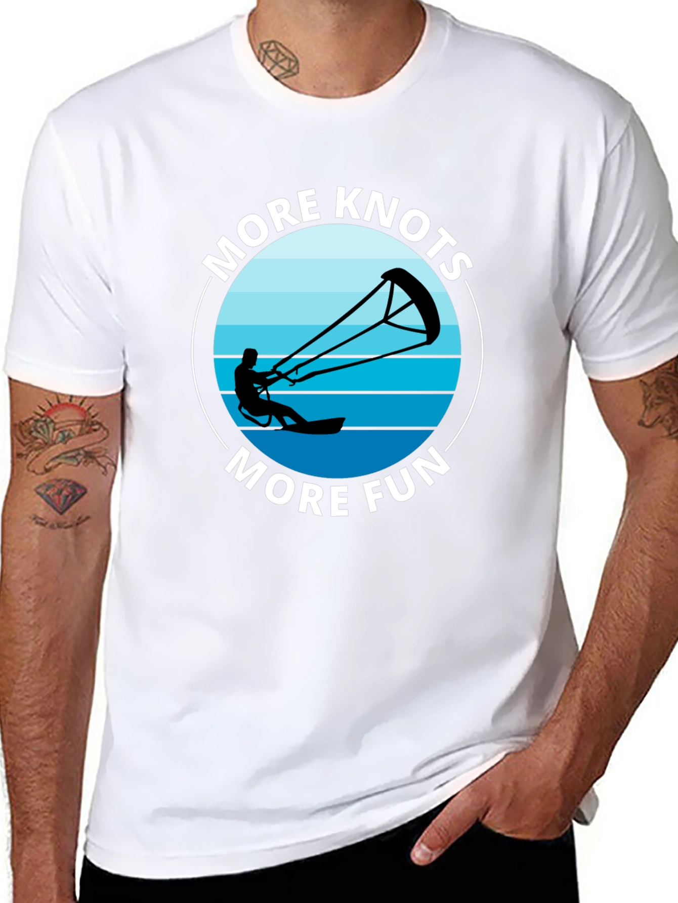 Black More Knots More Fun Black T-Shirt | Kitesurfing Tee view 8