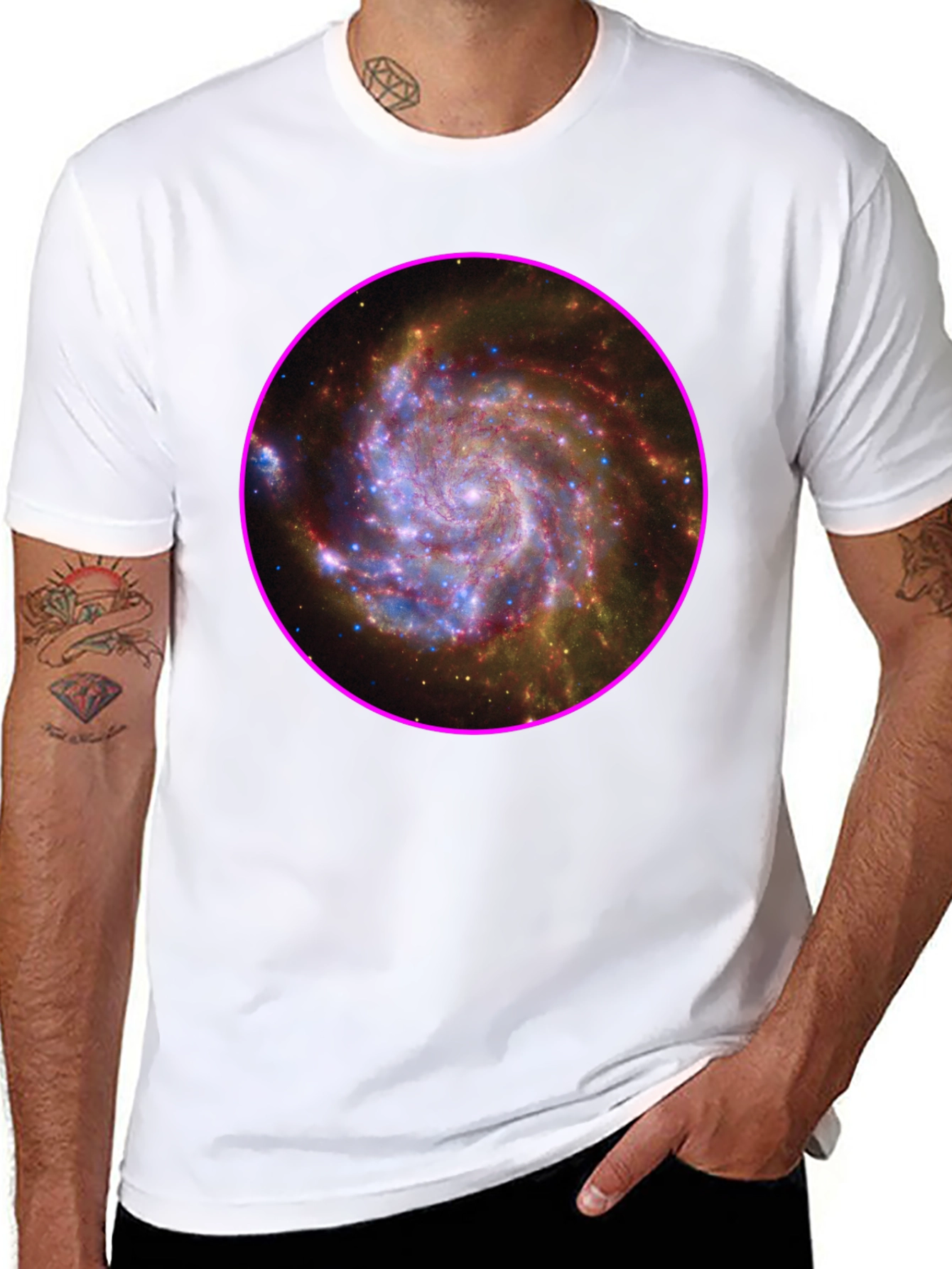 Black Galaxy Print Black T-Shirt view 8