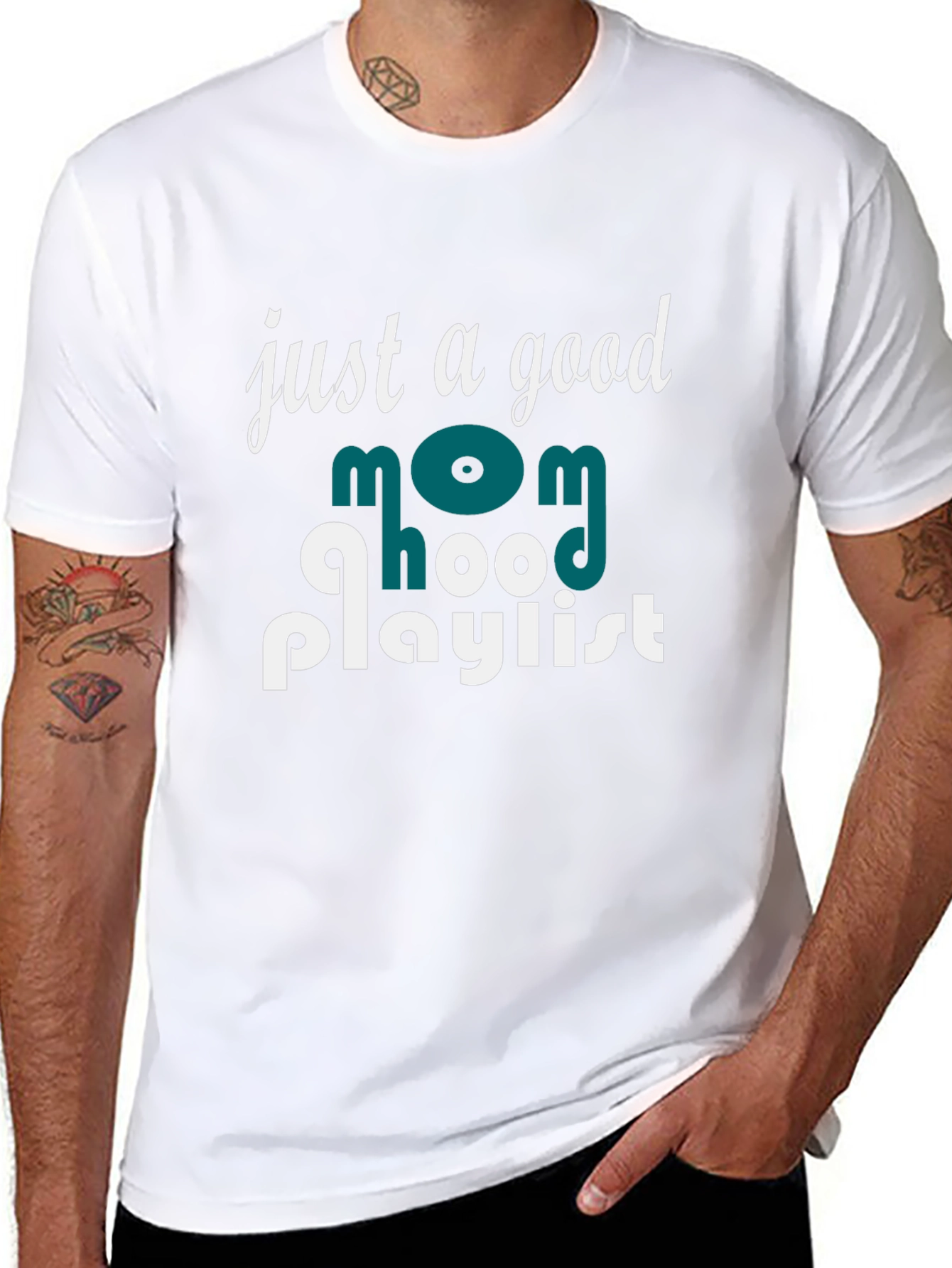 Black Good Mom Hood Playlist Graphic T-Shirt view 8