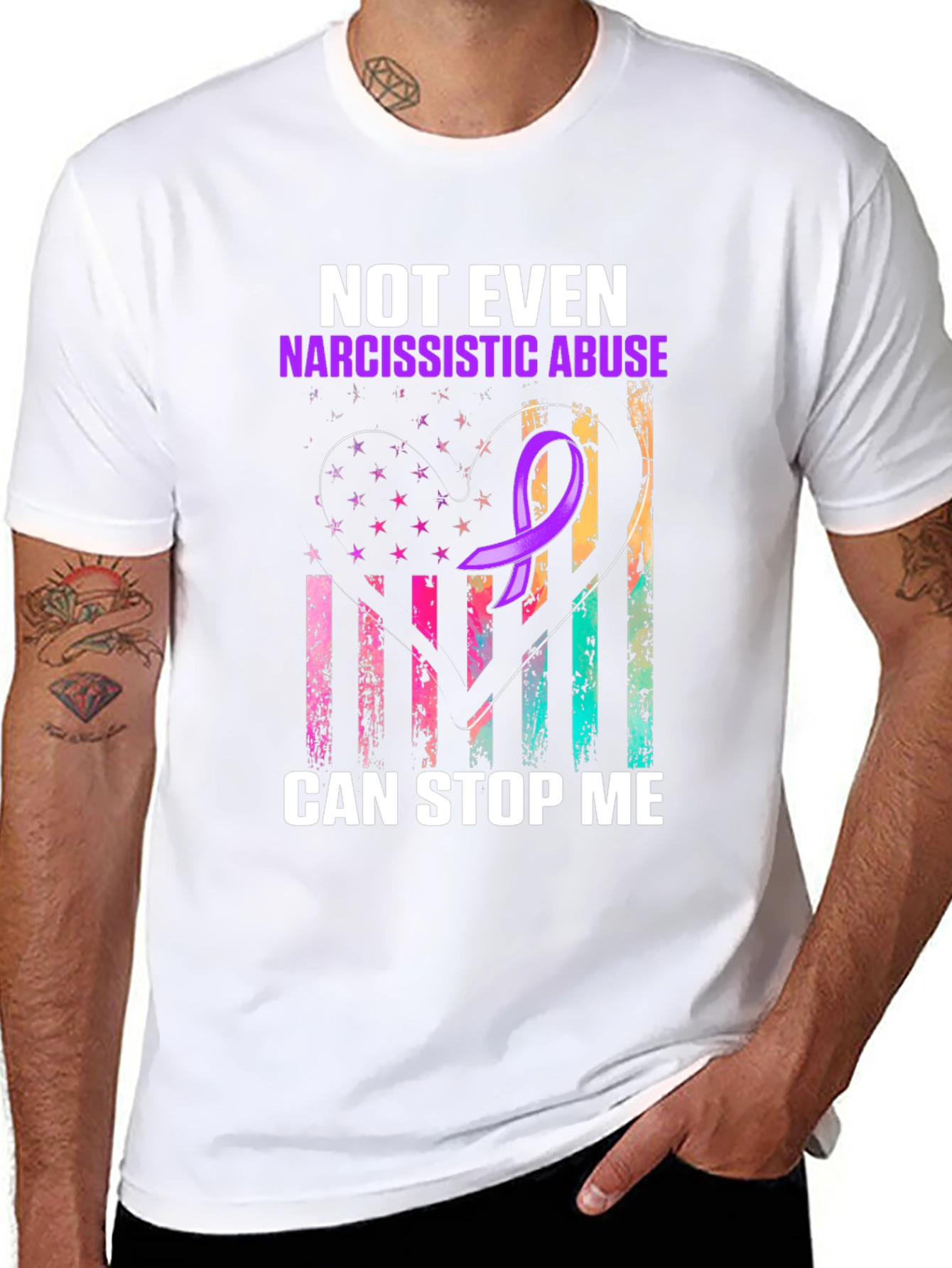 Black Narcissistic Abuse Awareness T-Shirt: "Can't Stop Me" view 8