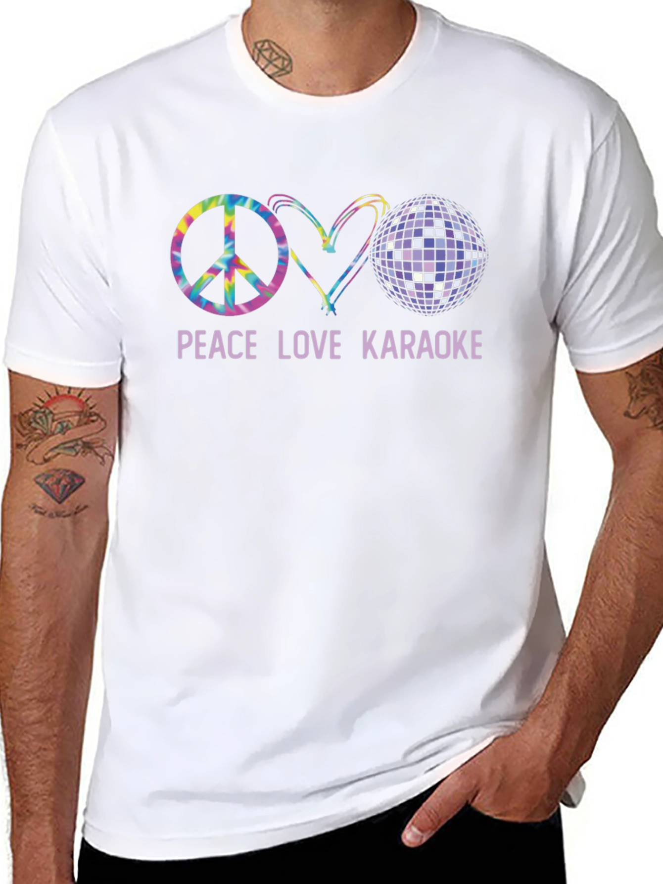Black Peace Love Karaoke T-Shirt view 8