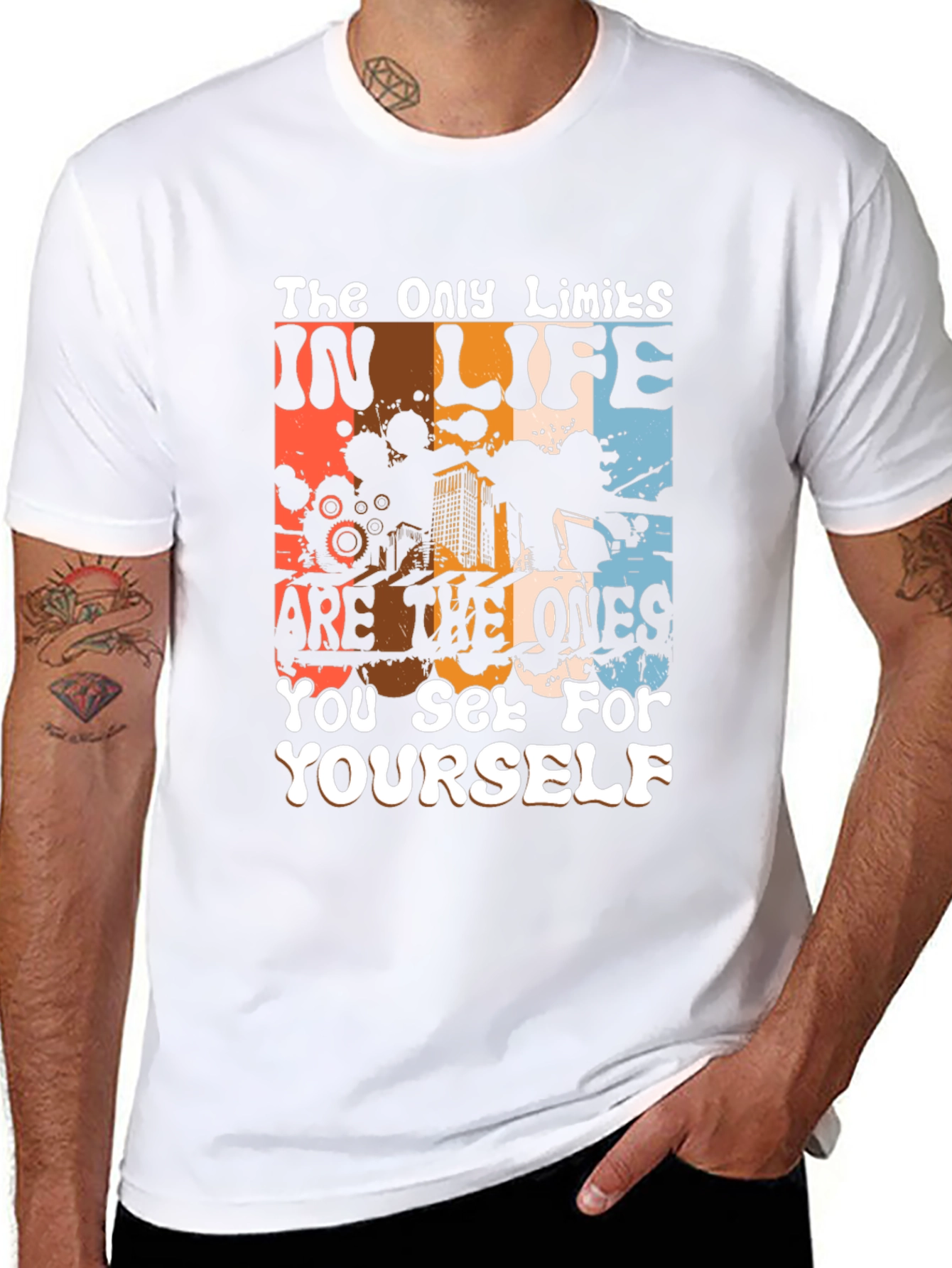 Black Inspirational Graphic Tee: The Only Limits T-Shirt view 8
