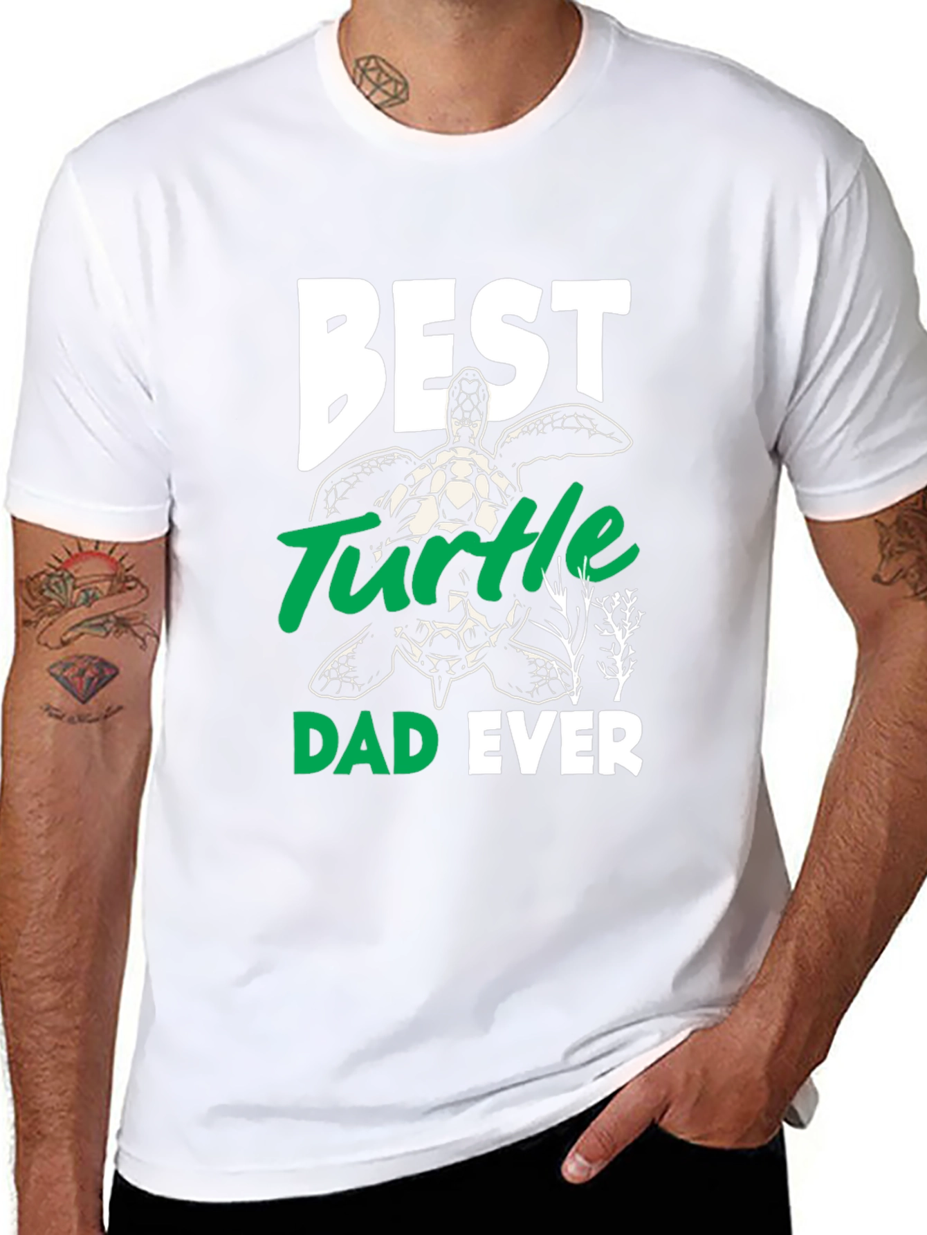 Black Best Turtle Dad Ever Graphic Tee view 8